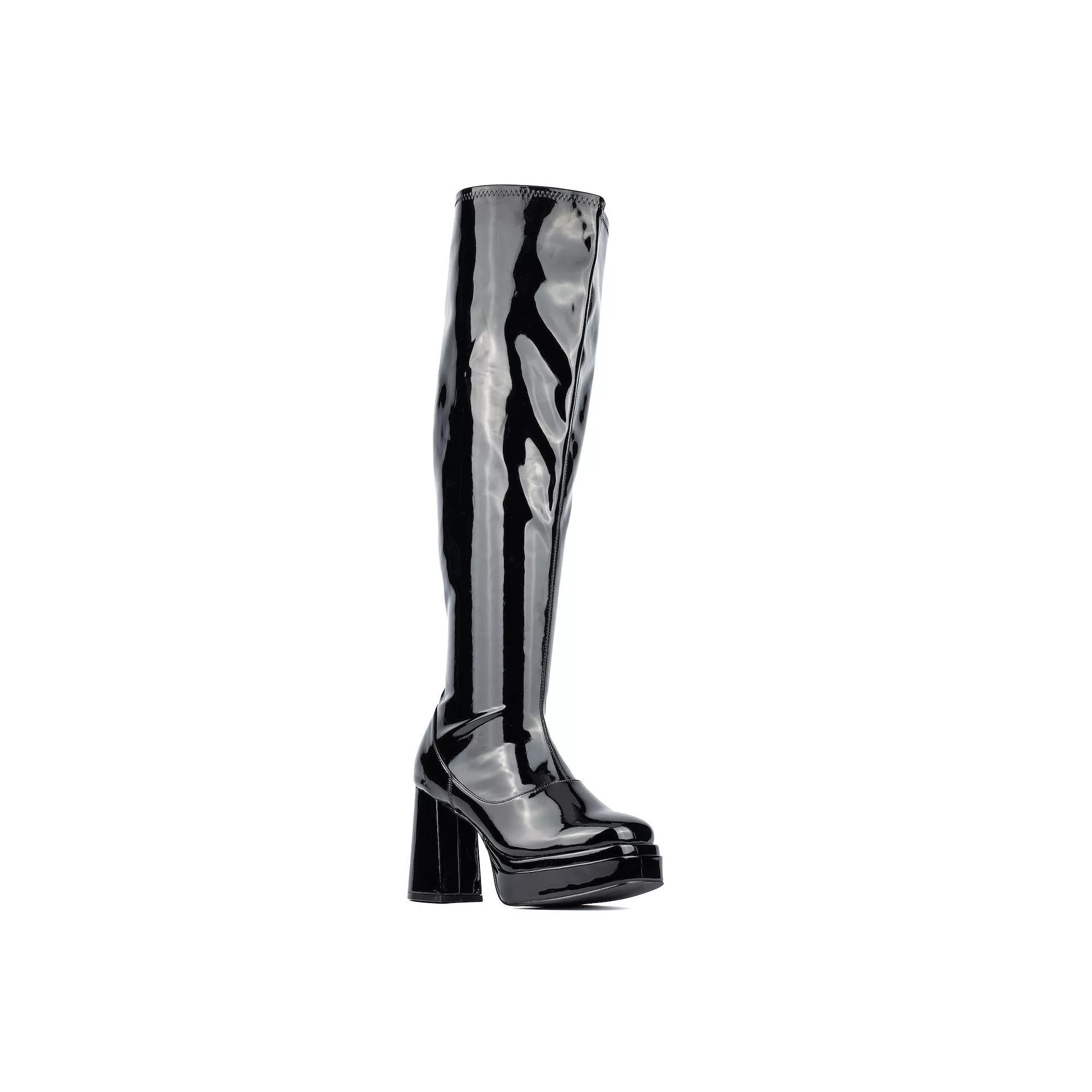 Fashion To Figure Manica Thigh High Women's Platform Shoes - Wide Width, Size: 11 Wide, Ivory Product Image