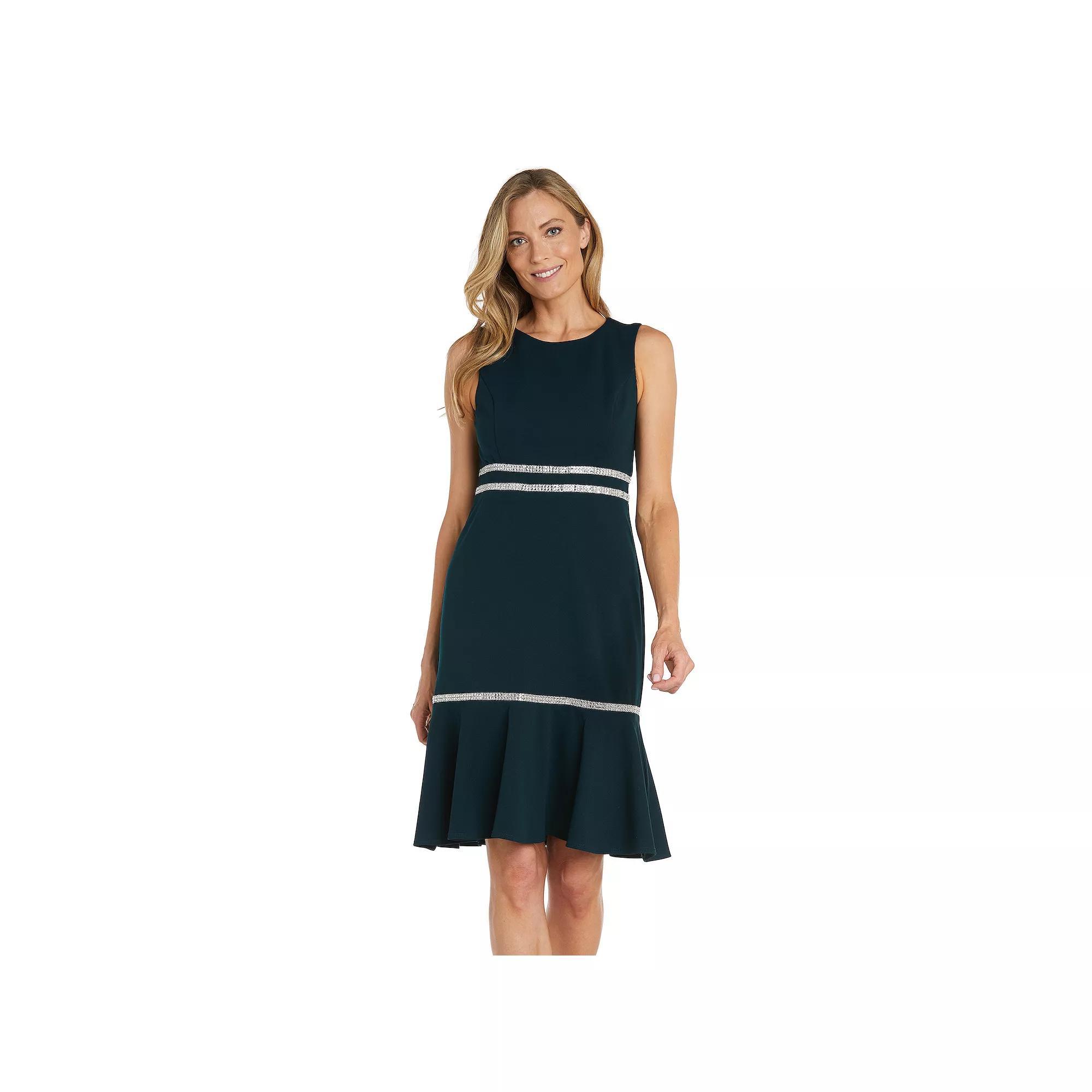 Women's R&M Richards Rhinestone Detailed Tiered Sleeveless Flounce Dress, Size: 8, Green Product Image
