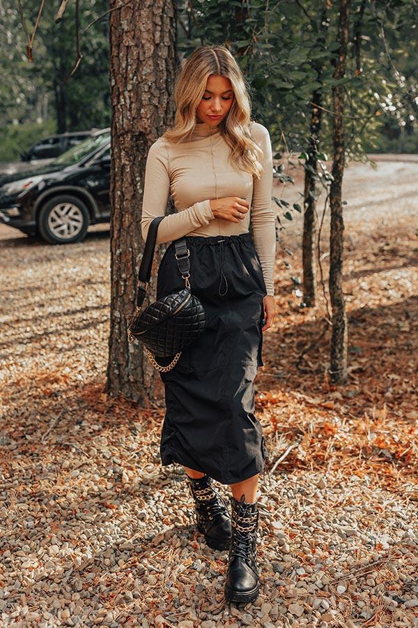 Cool Energy Cargo Midi Skirt in Black Product Image