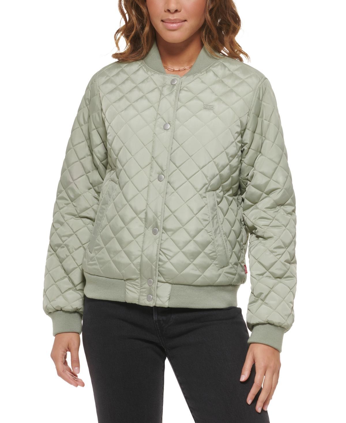 Women's Levi's® Diamond Quilted Bomber Jacket with Sherpa Lining, Size: Medium, Black Product Image