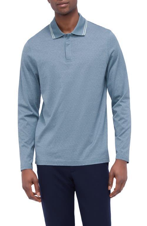 BUGATCHI Jacquard Long Sleeve Polo In Sage Product Image