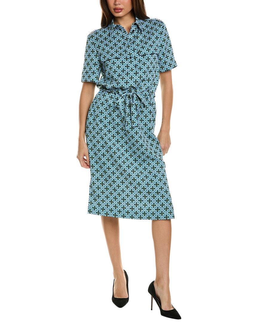 ST JOHN St. John Tile Print Shirtdress In Blue Product Image