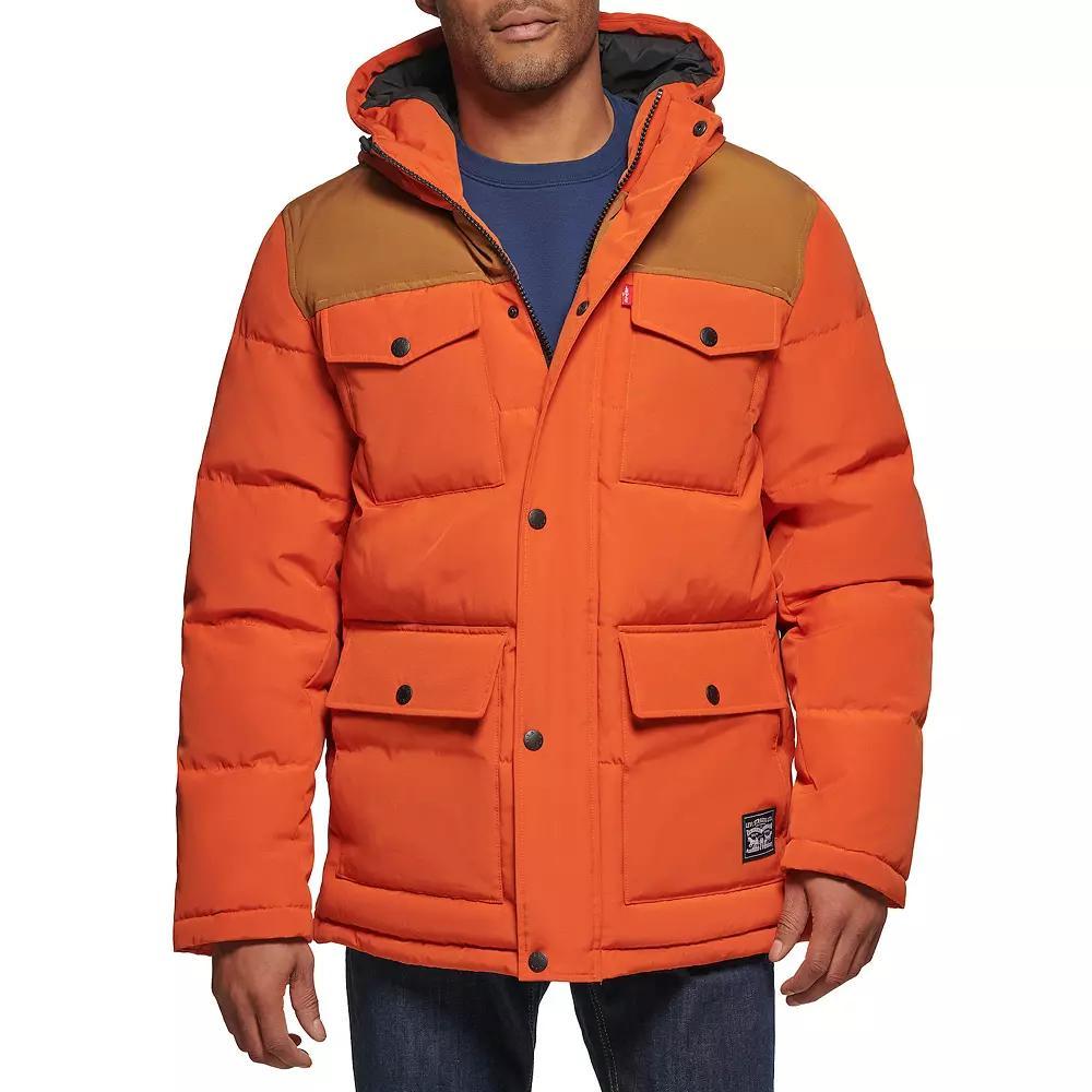 Men's Levi's® Four Pocket Hooded Parka, Size: Large, Orange Product Image