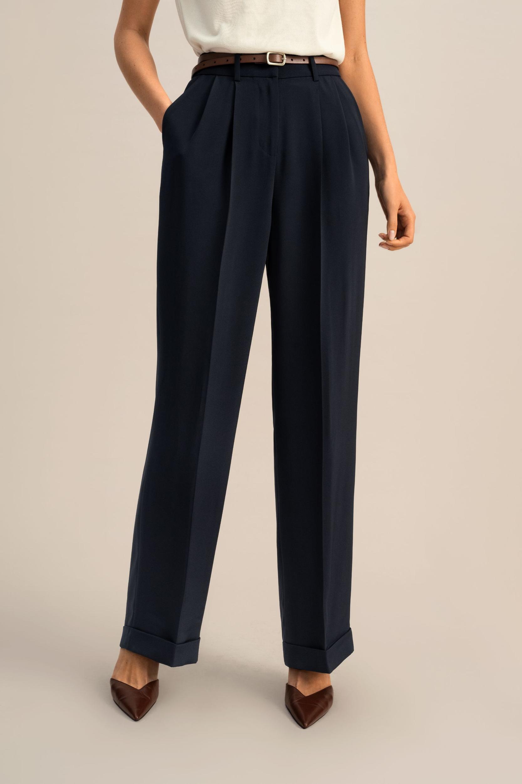 Timeless Pleated Wide-Leg Dense Silk Trousers Product Image