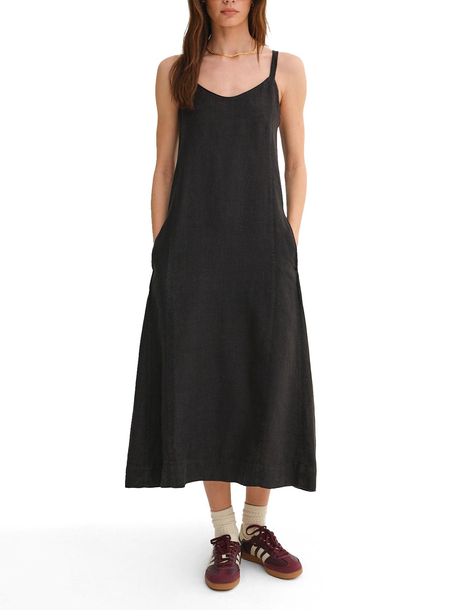 Organic Linen Tie Back Maxi Dress Female Product Image