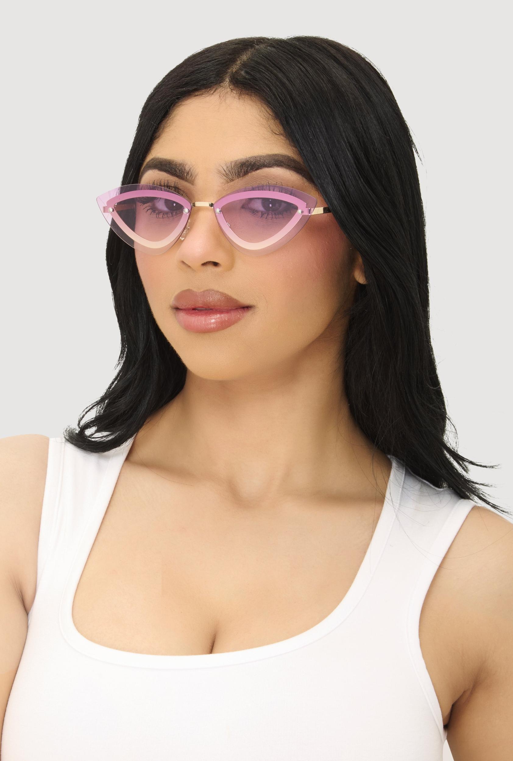 Rimless Cat Eye Sunglasses Female Product Image