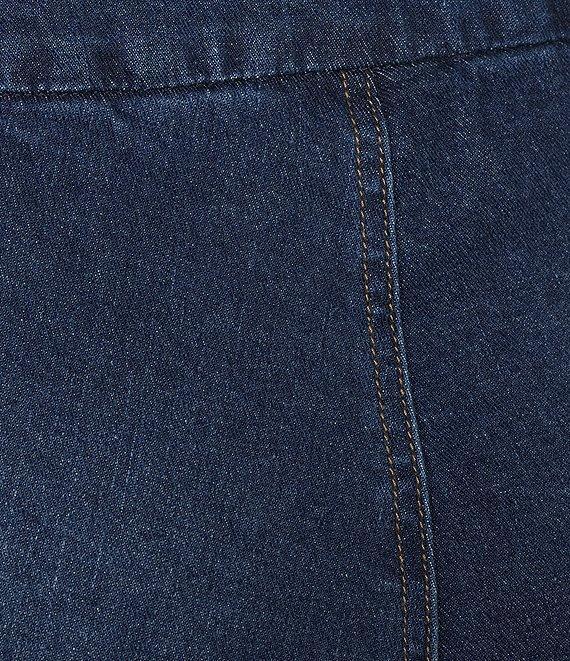 Multiples Stretch Denim Wide Waistband Triple Fringe Hem Pull-On Jeans Product Image
