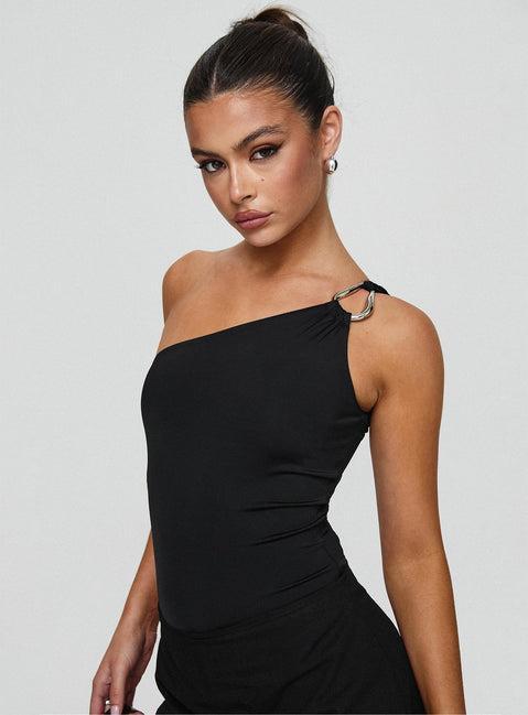Talija One Shoulder Bodysuit Black Tall Product Image