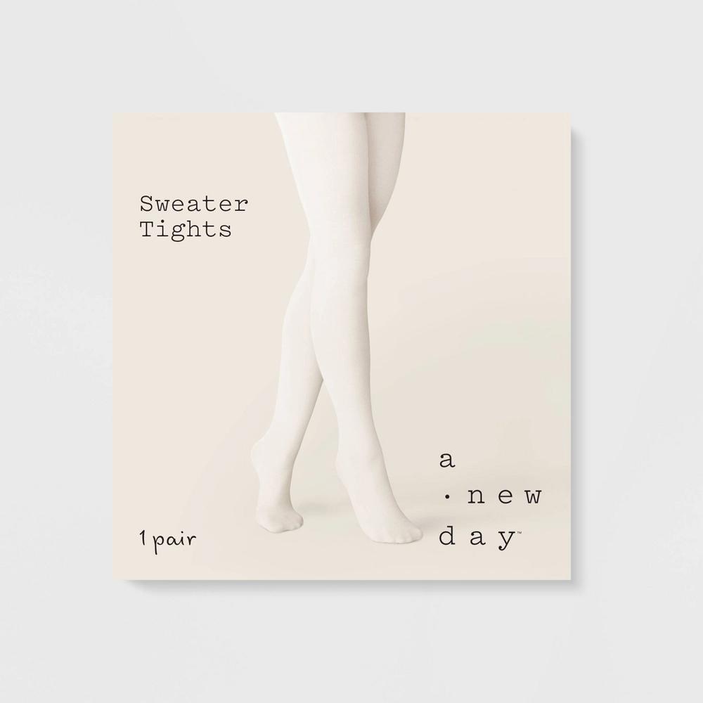 Womens Flat Knit Sweater Tights - A New Day Ivory L/XL Product Image