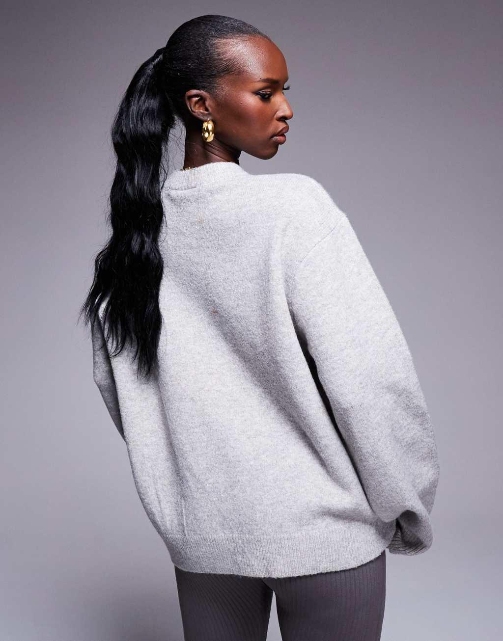 The Couture Club CTRE knit sweater in gray heather  Product Image