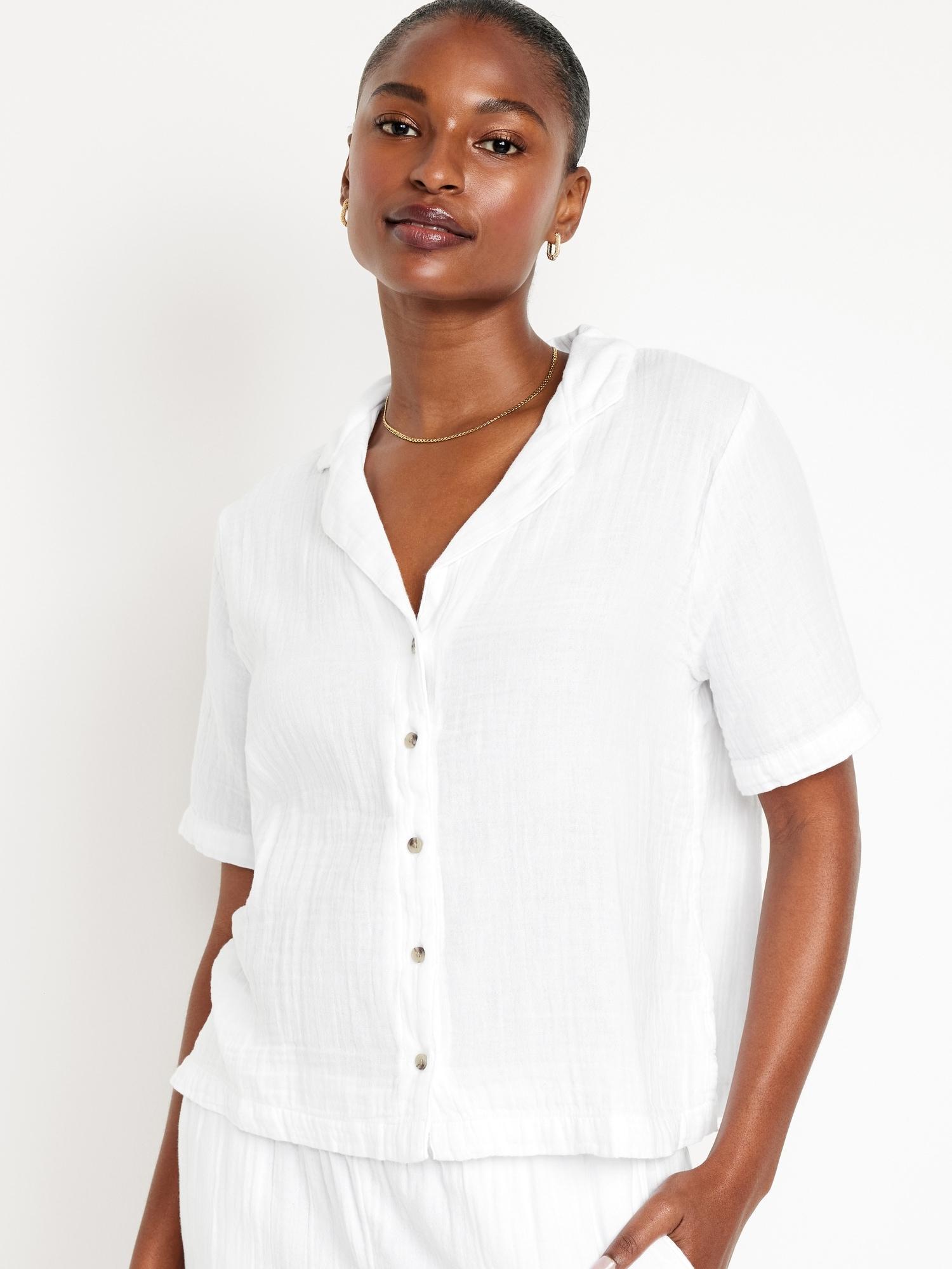 Crinkle Gauze Button-Down Shirt Product Image