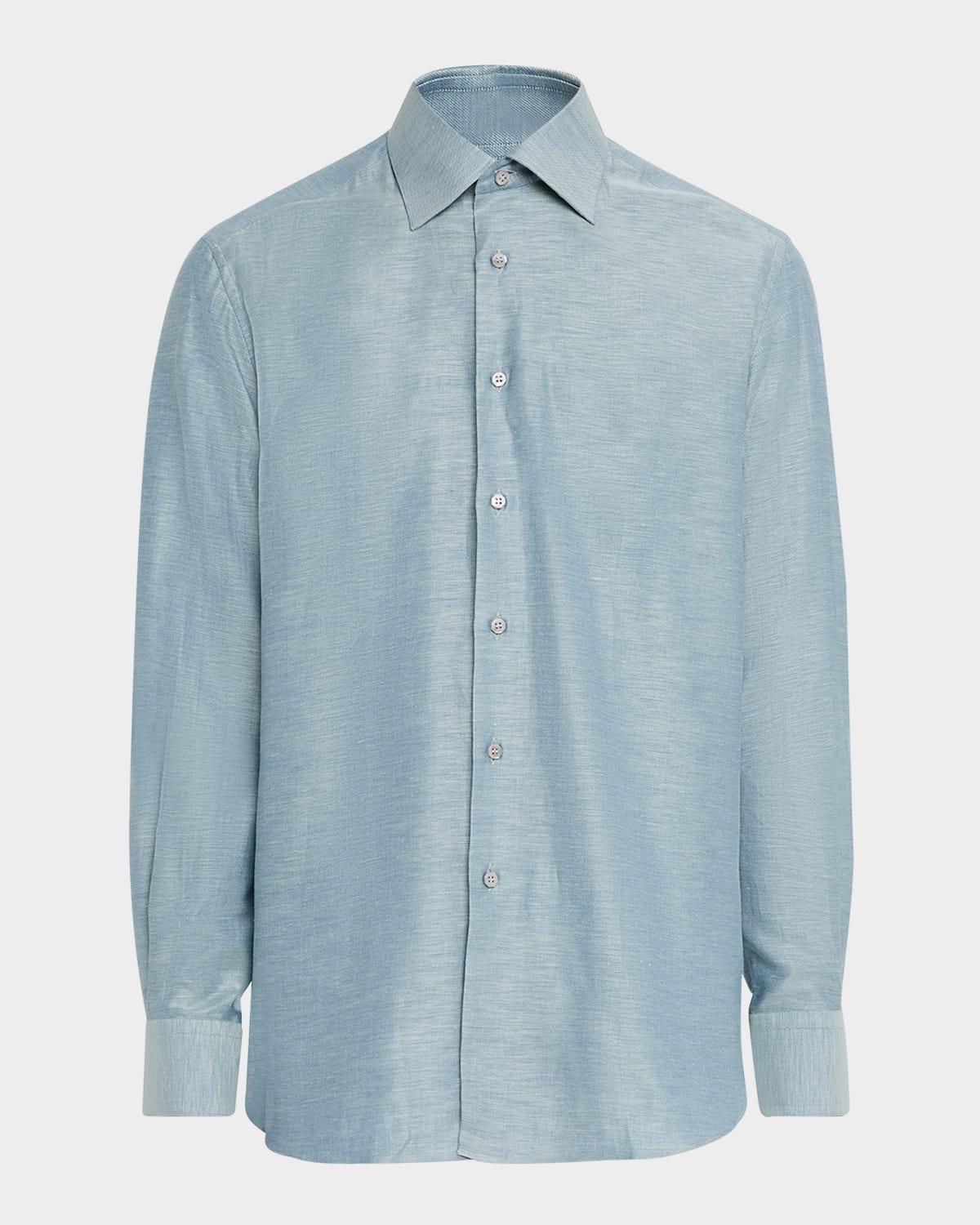 Mens Heathered Cotton and Linen Sport Shirt Product Image