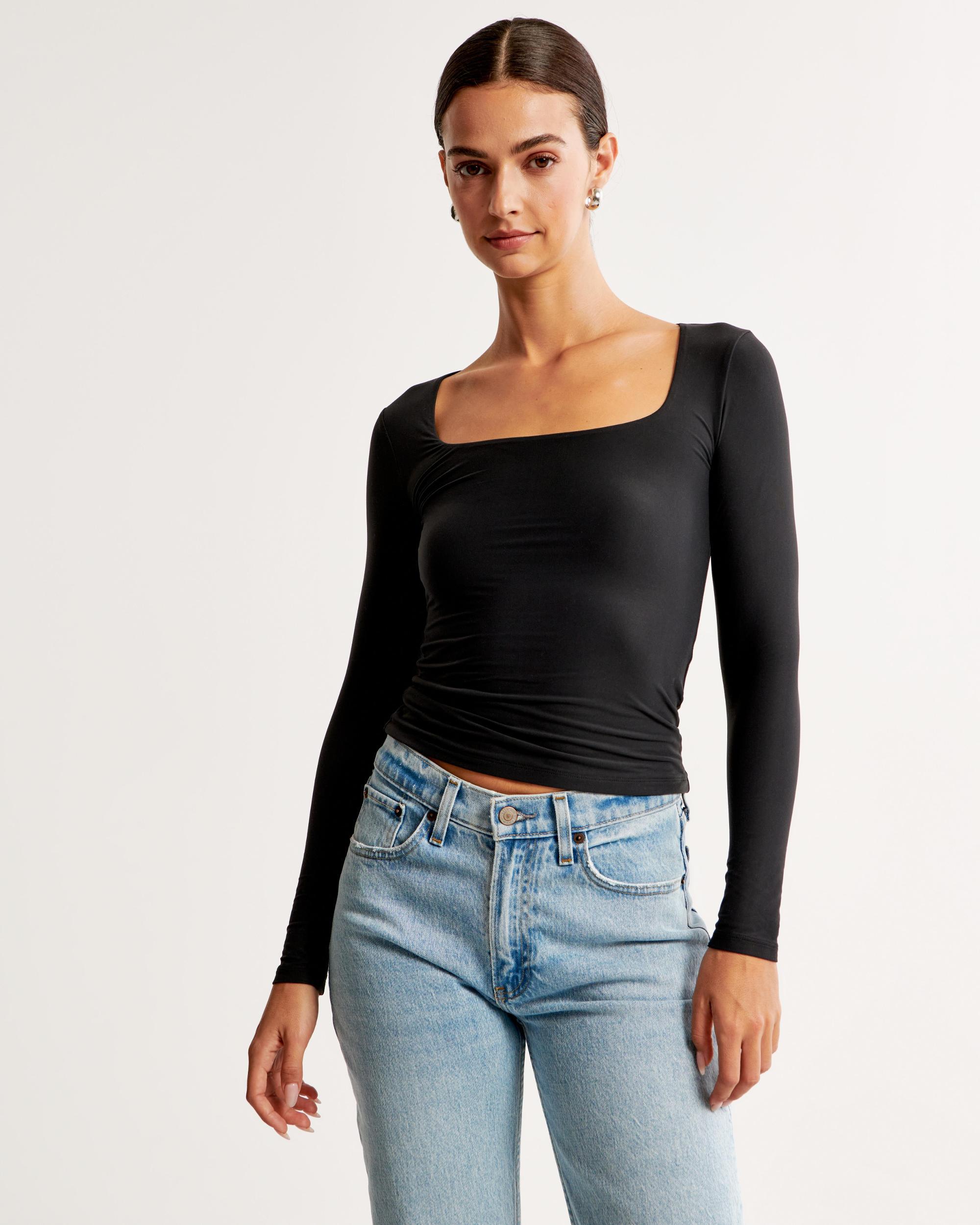 Soft Matte Seamless Long-Sleeve Tuckable Squareneck Top Product Image