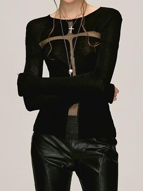 Splice Cutout Long Sleeve Knit Product Image