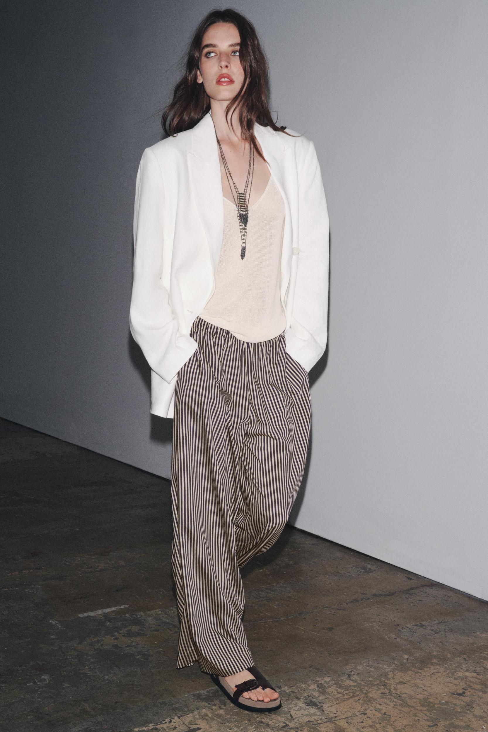 ZW COLLECTION STRIPED FLOWY PANTS Product Image