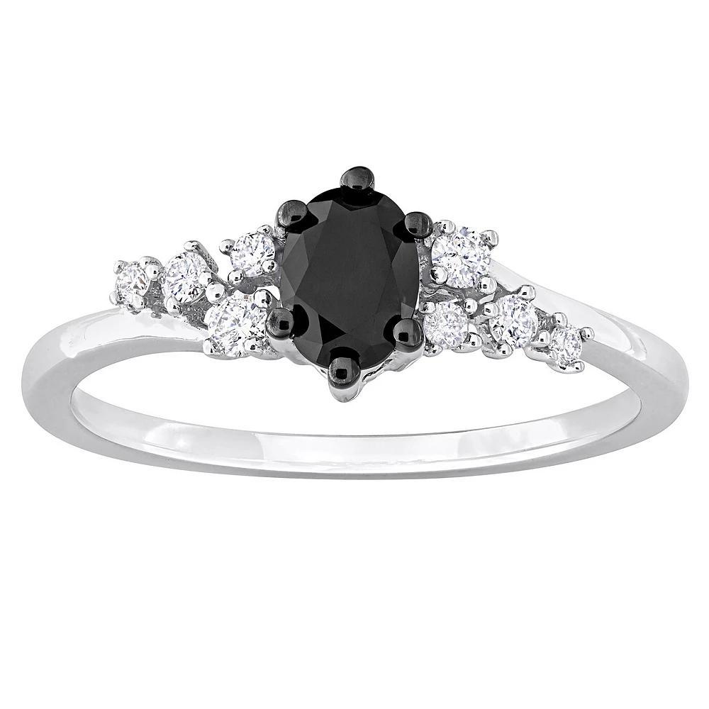 Stella Grace 14k White Gold 3/4 Carat T.W. Black & White Diamond Engagement Ring, Women's, Size: 6.50 Product Image