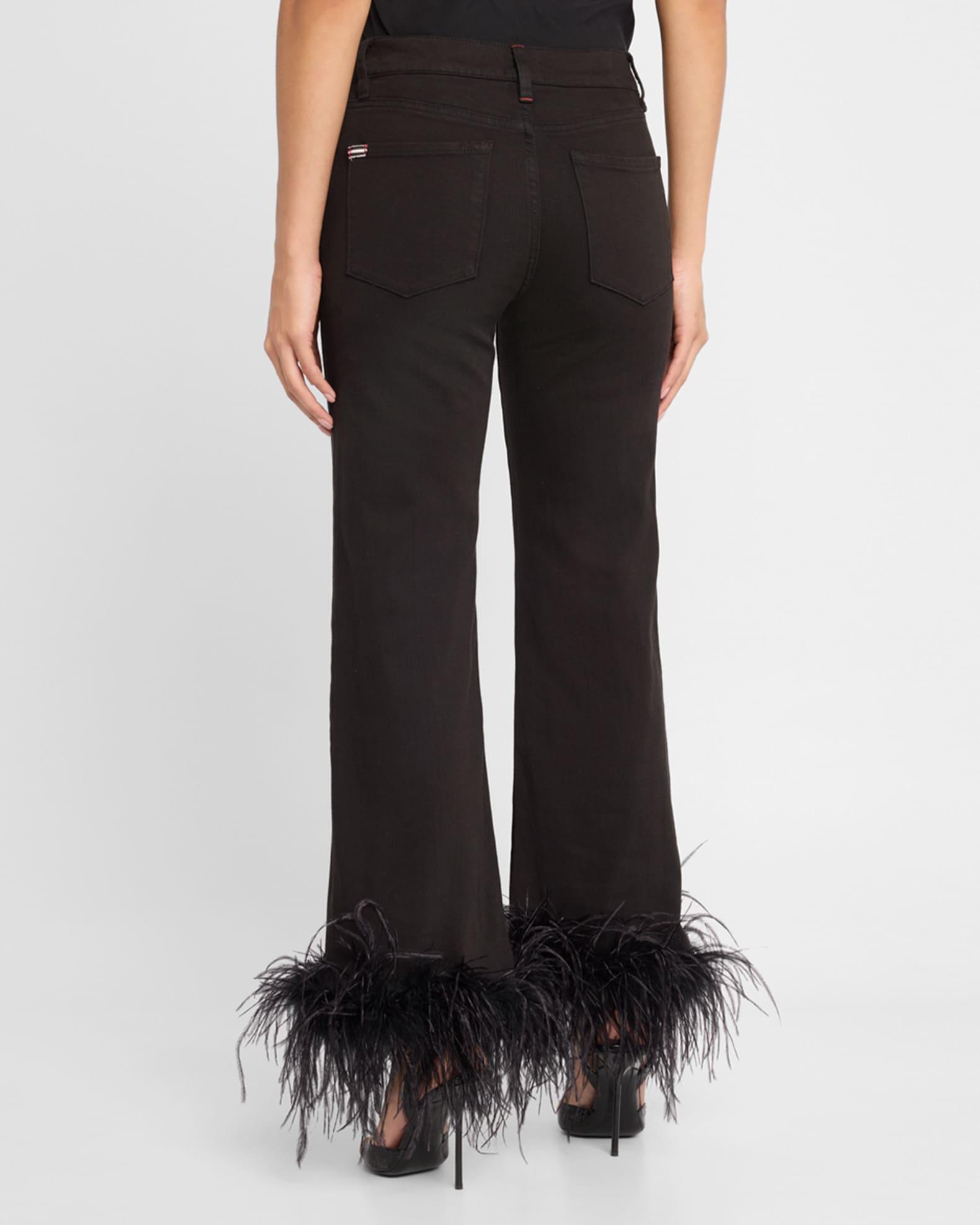 Roxie Low-Rise Flare Cropped Jeans with Feather Cuffs Product Image