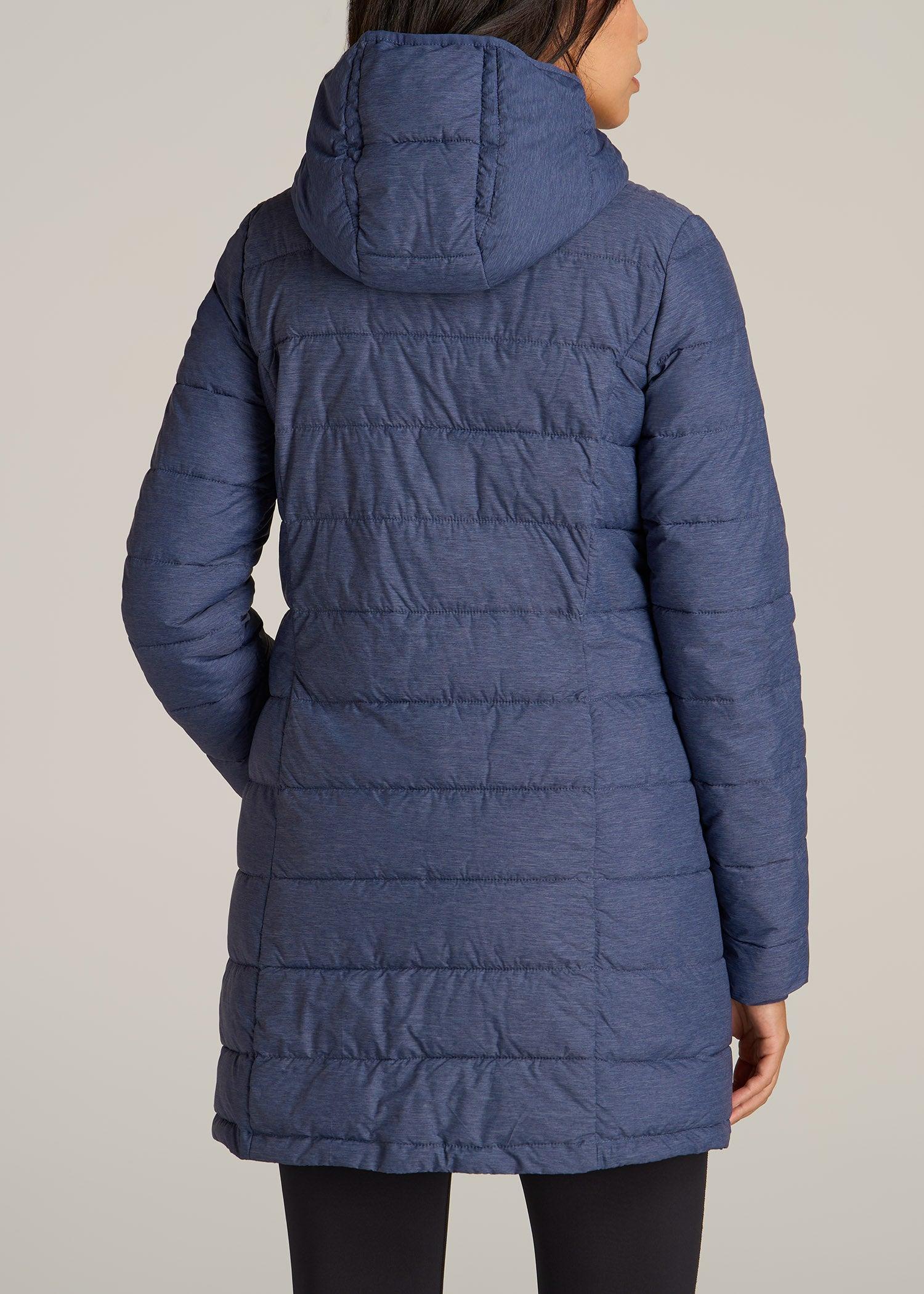 Packable Puffer Jacket for Tall Women in Blue Space Dye Product Image
