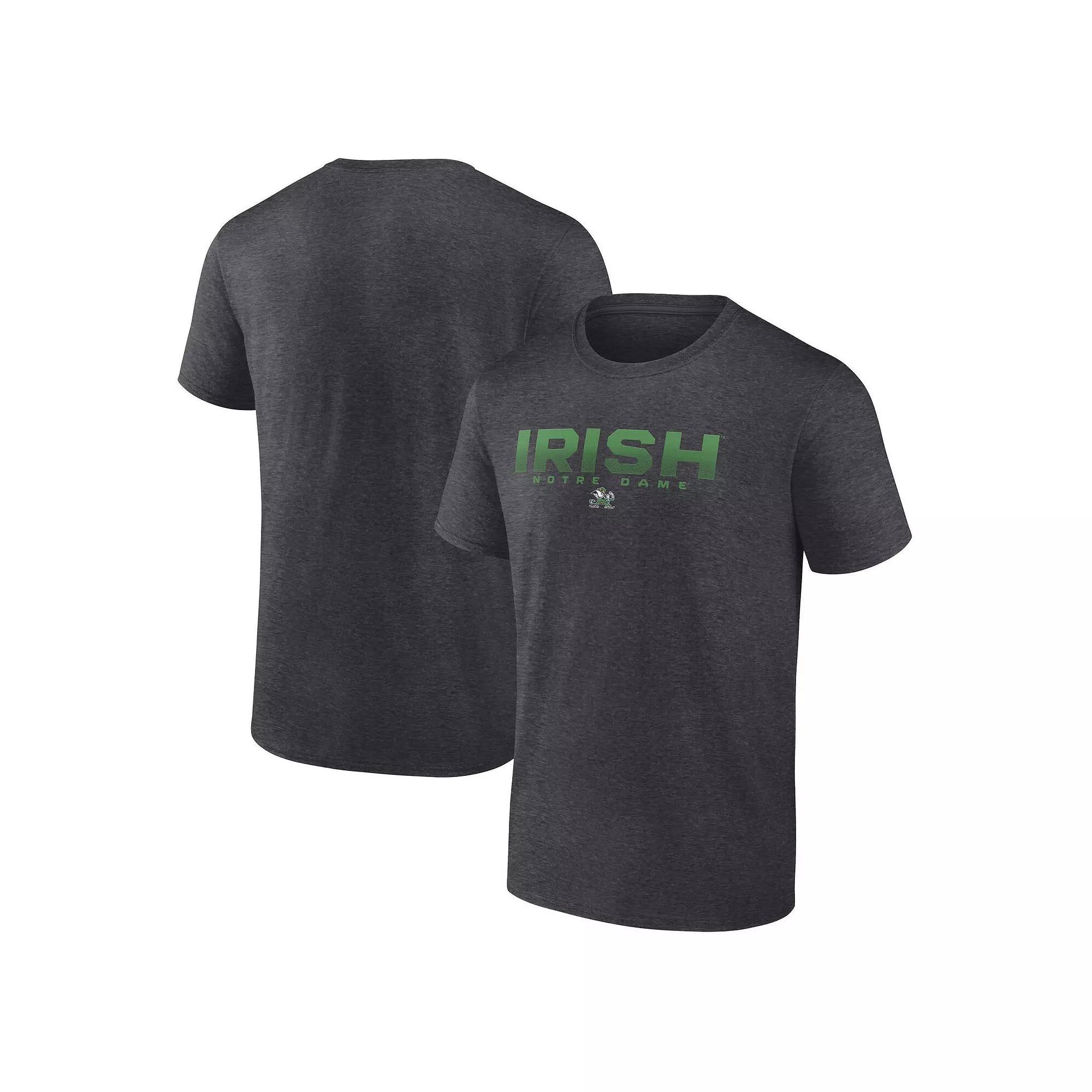 Men's Fanatics Heather Charcoal Notre Dame Fighting Irish Iconic Battle Scars T-Shirt, Size: 3XL Product Image