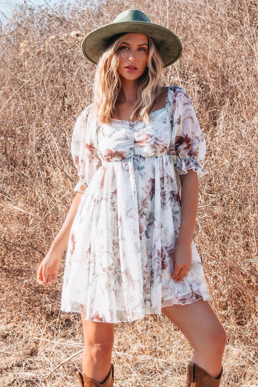 Angelic Floral Print Mini Dress - FINAL SALE Product Image