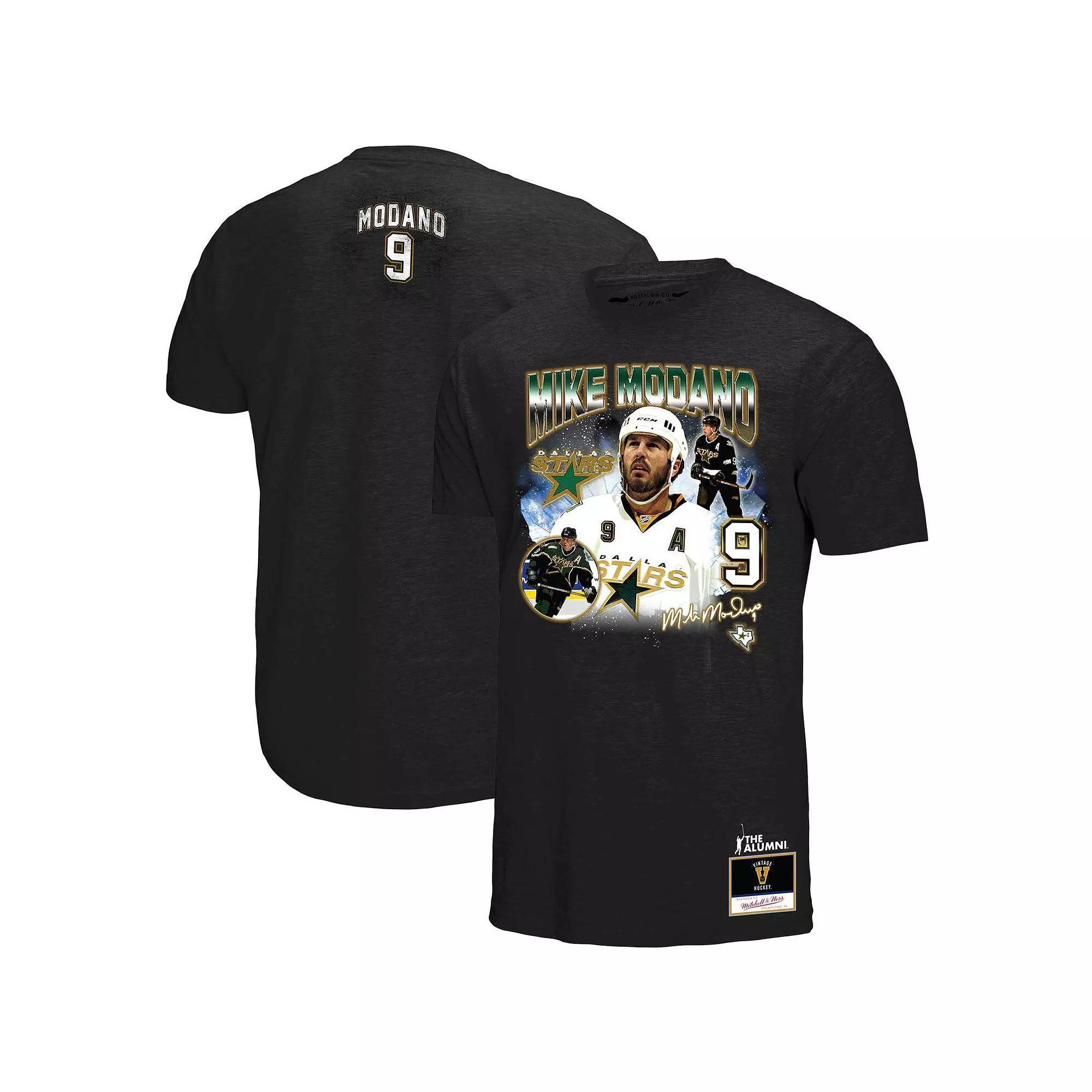 Men's Mitchell & Ness Mike Modano Black Dallas Stars Name & Number Legendary Collage T-Shirt, Size: Small, Str Black Product Image