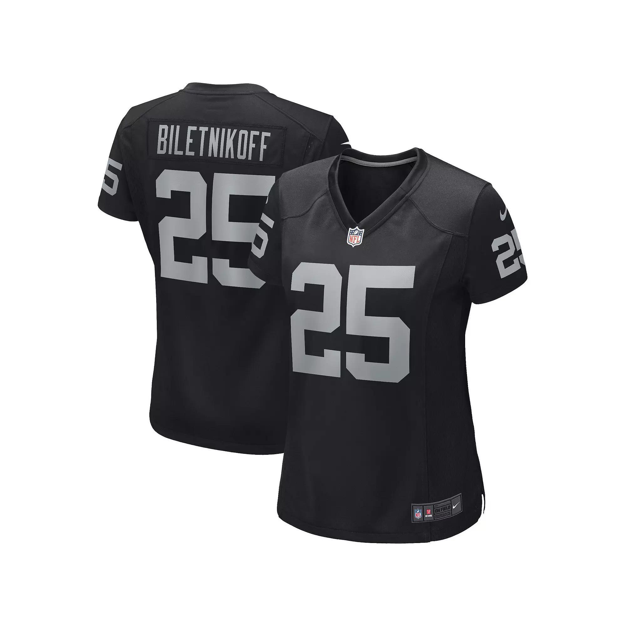 Women's Nike Fred Biletnikoff Black Las Vegas Raiders Game Retired Player Jersey, Size: XL, Lvr Black Product Image