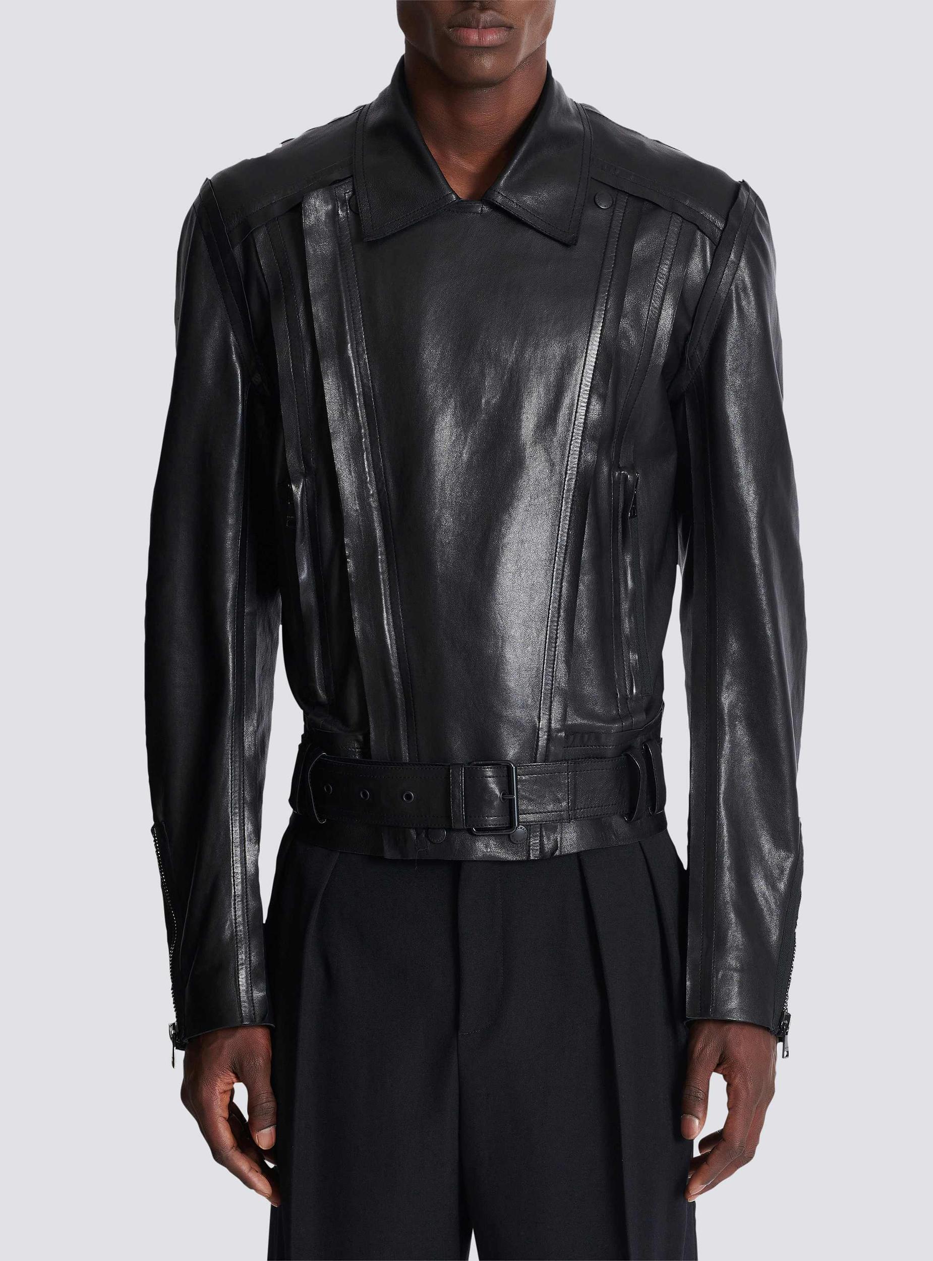 Lightweight lambskin leather biker jacket Product Image