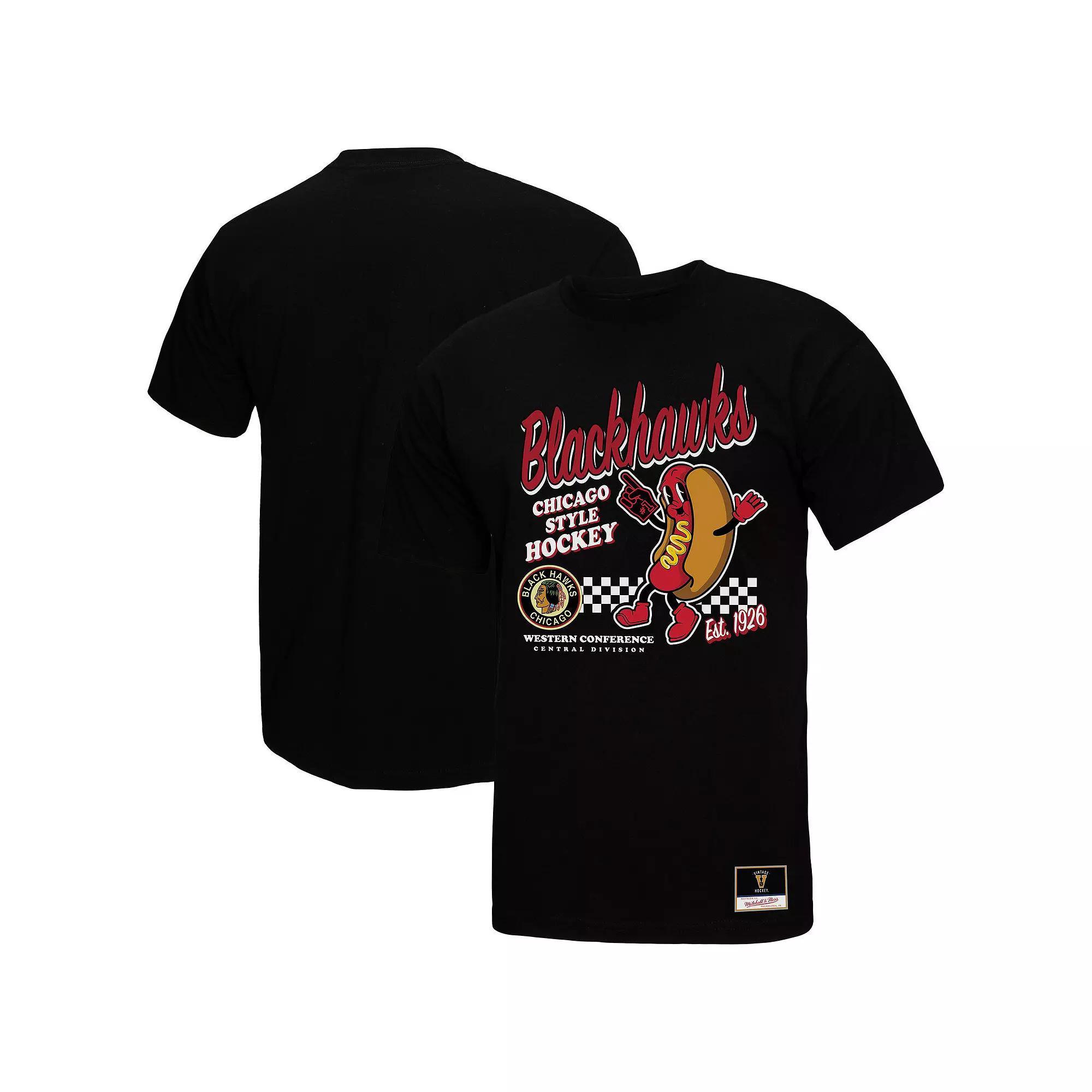 Men's Mitchell & Ness Black Chicago Blackhawks Local Food T-Shirt, Size: Large Product Image