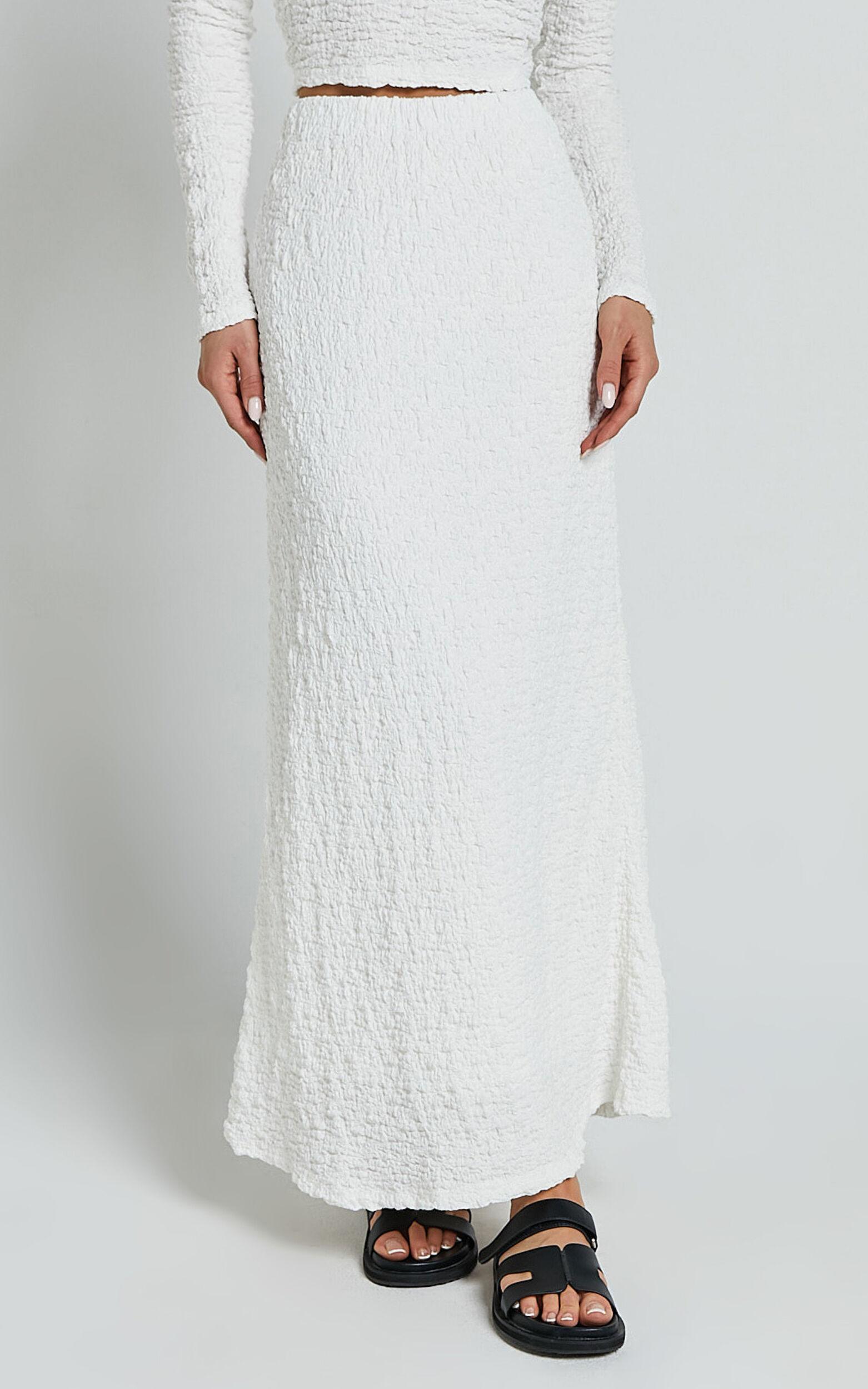 Jackie Midi Skirt - High Elasticated Waist Skirt in White Product Image