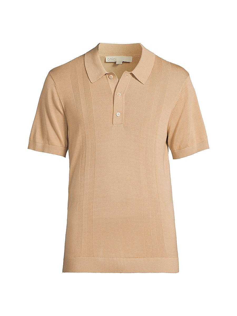 Mens Rib-Knit Polo T-Shirt Product Image