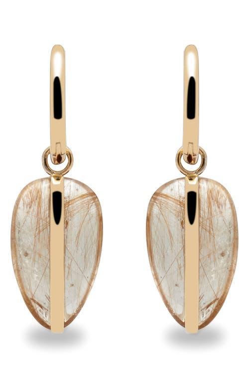 BY PARIAH Rutilated Quartz Drop Hoop Earrings In Gold Product Image
