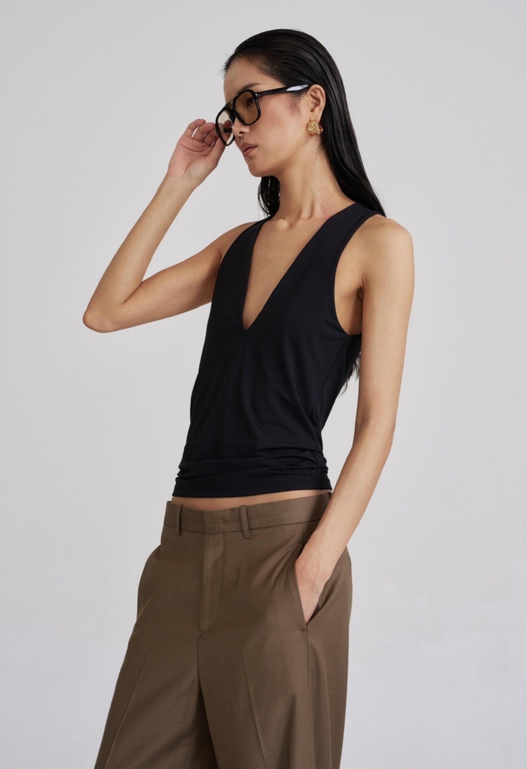 Deep V Jackie Top Black Product Image