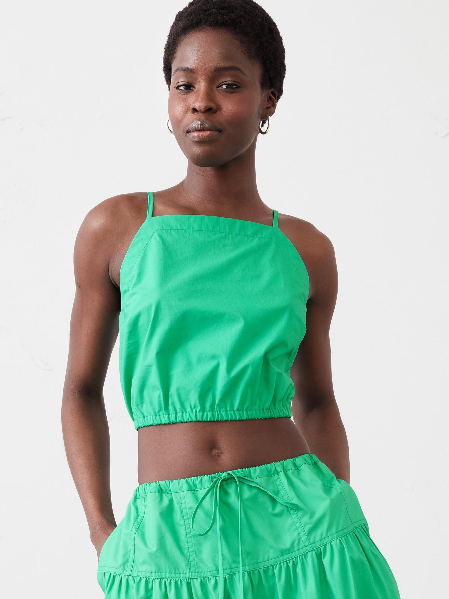 Strappy Bubble-Hem Cropped Top Product Image