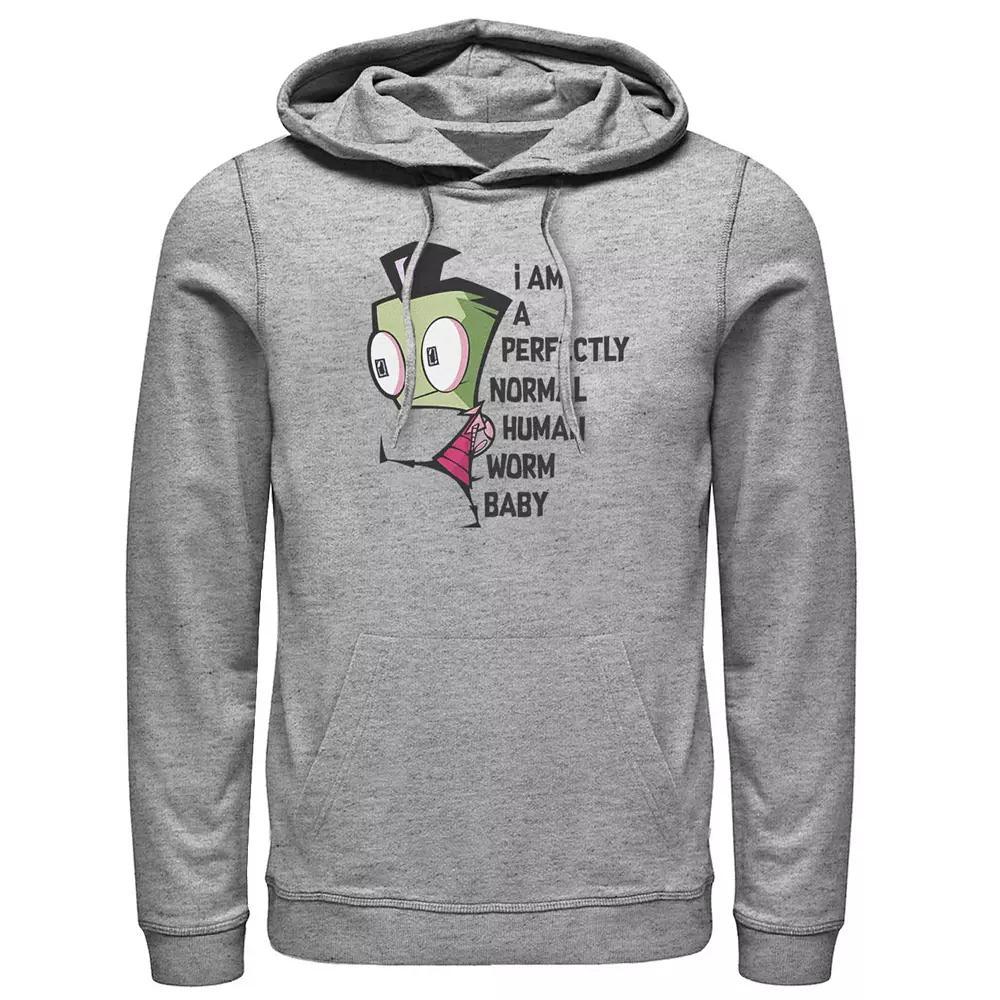 Men's Nickelodeon Invader Zim And Gir Watercolor Portrait Logo Graphic Hoodie, Size: Large, Athletic Grey Product Image