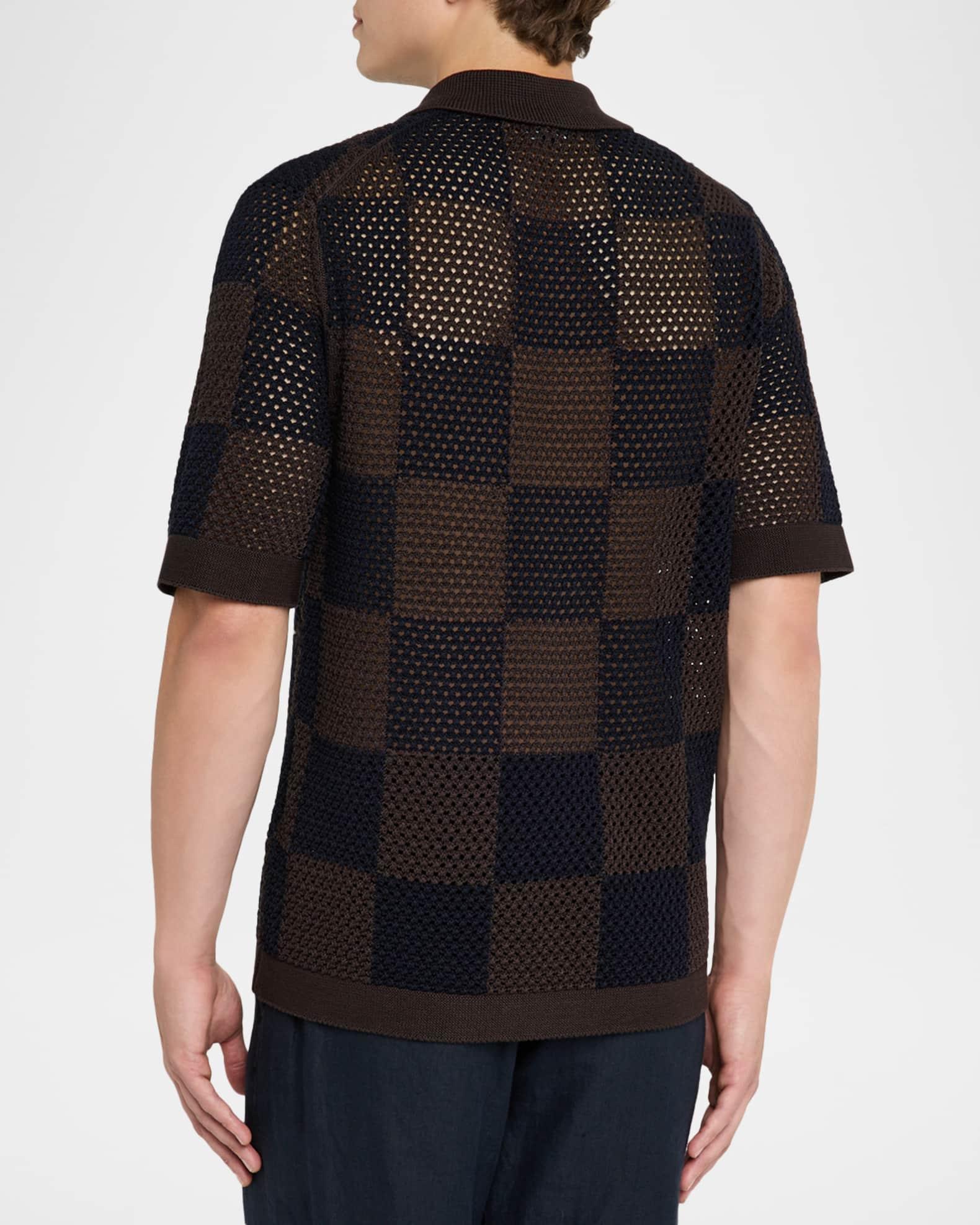 Men's Alfred Checkered Crochet Short-Sleeve Shirt Product Image