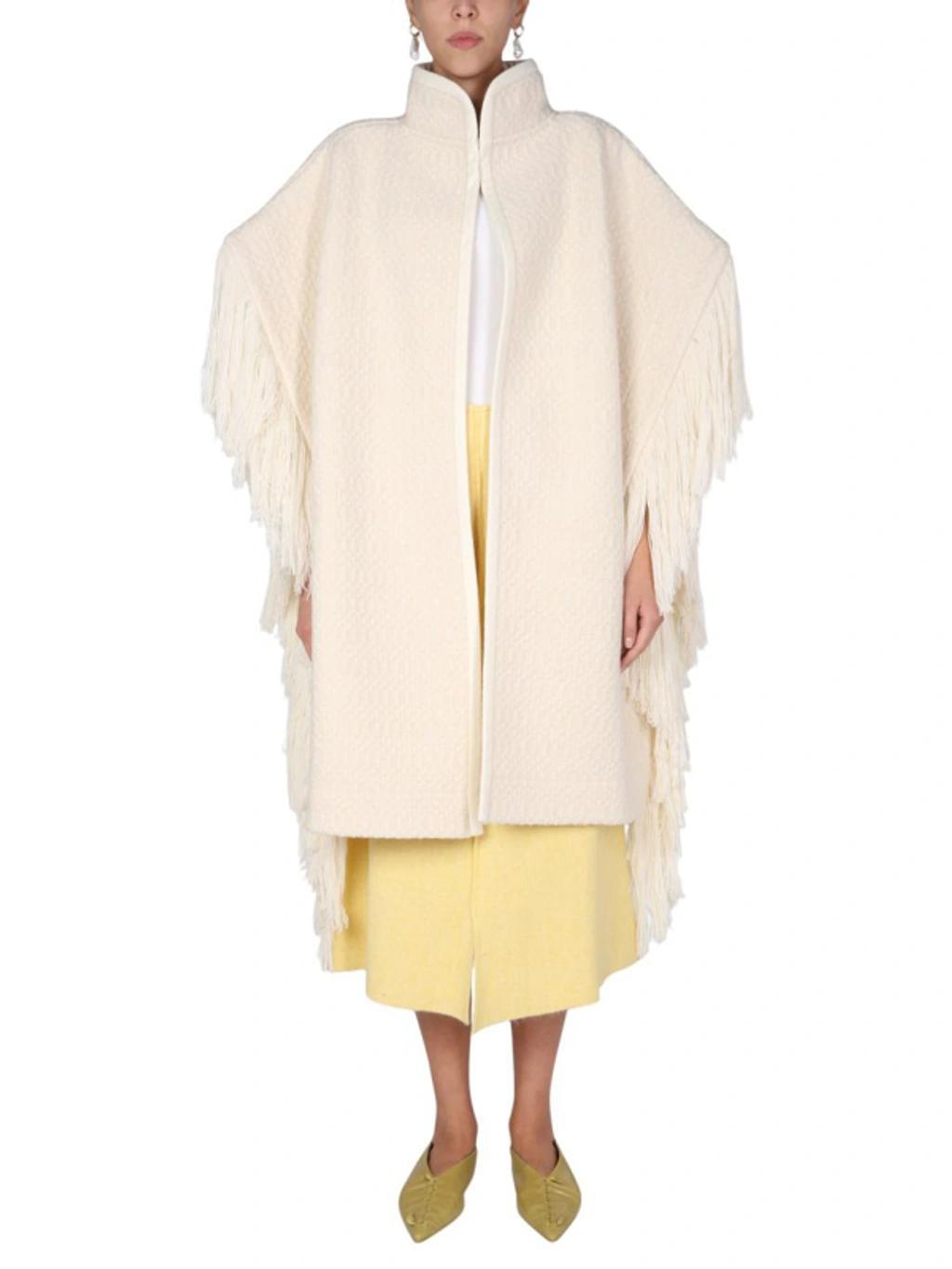 JIL SANDER Jacquard Cape In White Product Image