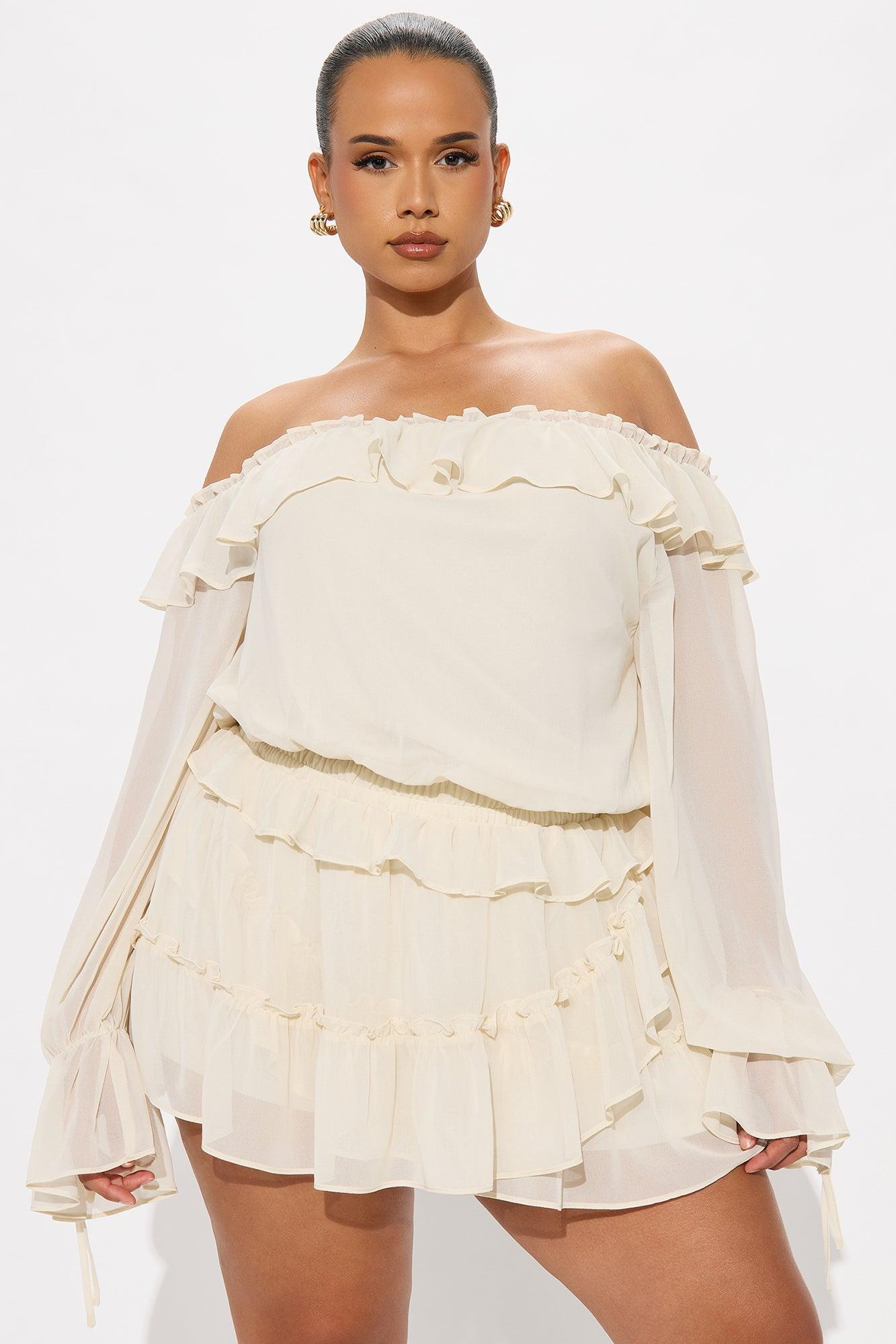 Love Story Long Sleeve Romper - Cream Product Image