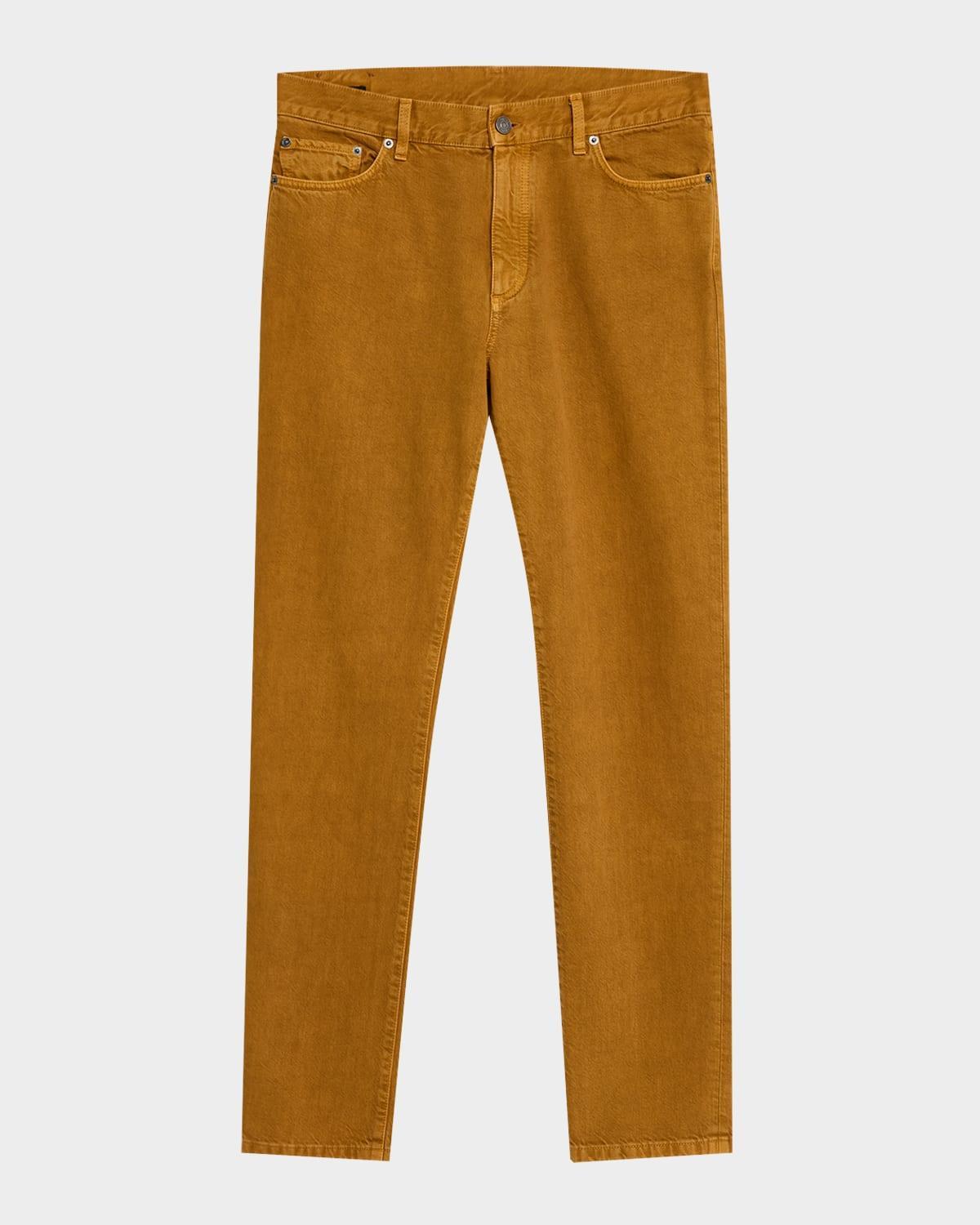 Mens Ocher Melange Cotton Five-Pocket Pants Product Image