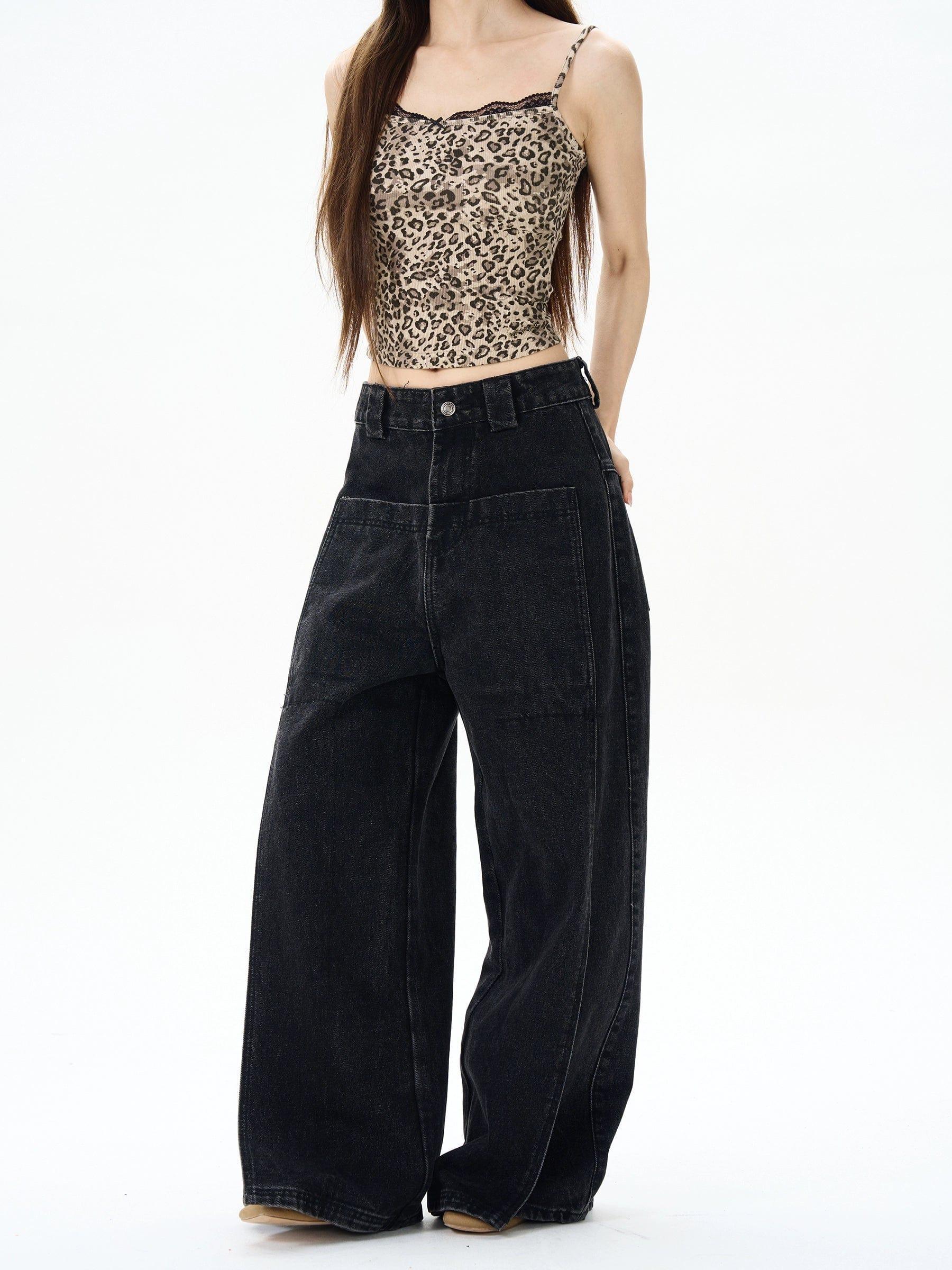 RT No. 12145 BLACK STRAIGHT DENIM JEANS Product Image