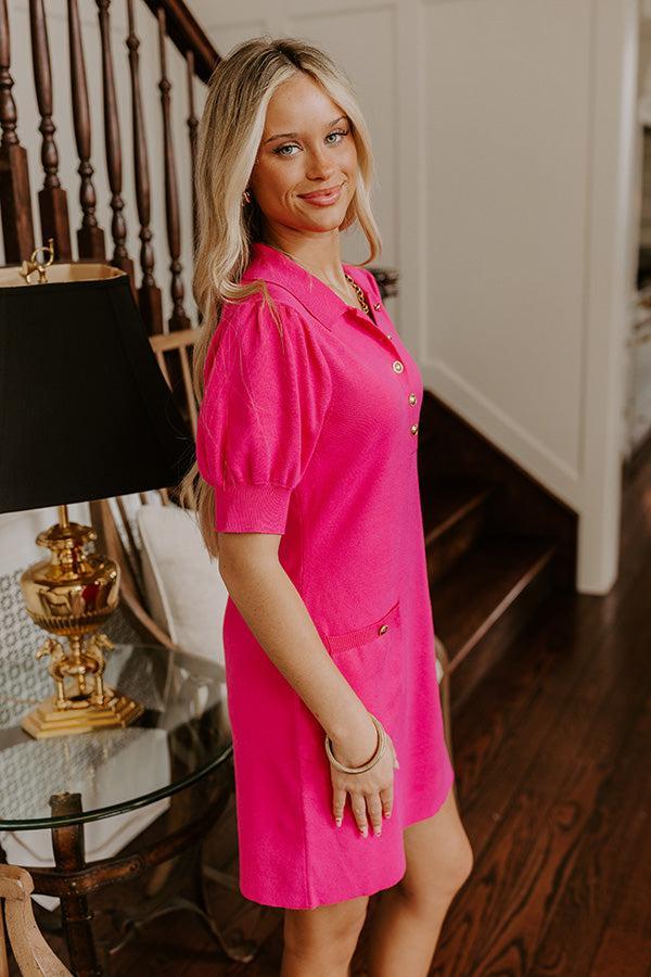 Vino On The Patio Knit Mini Dress in Hot Pink Product Image