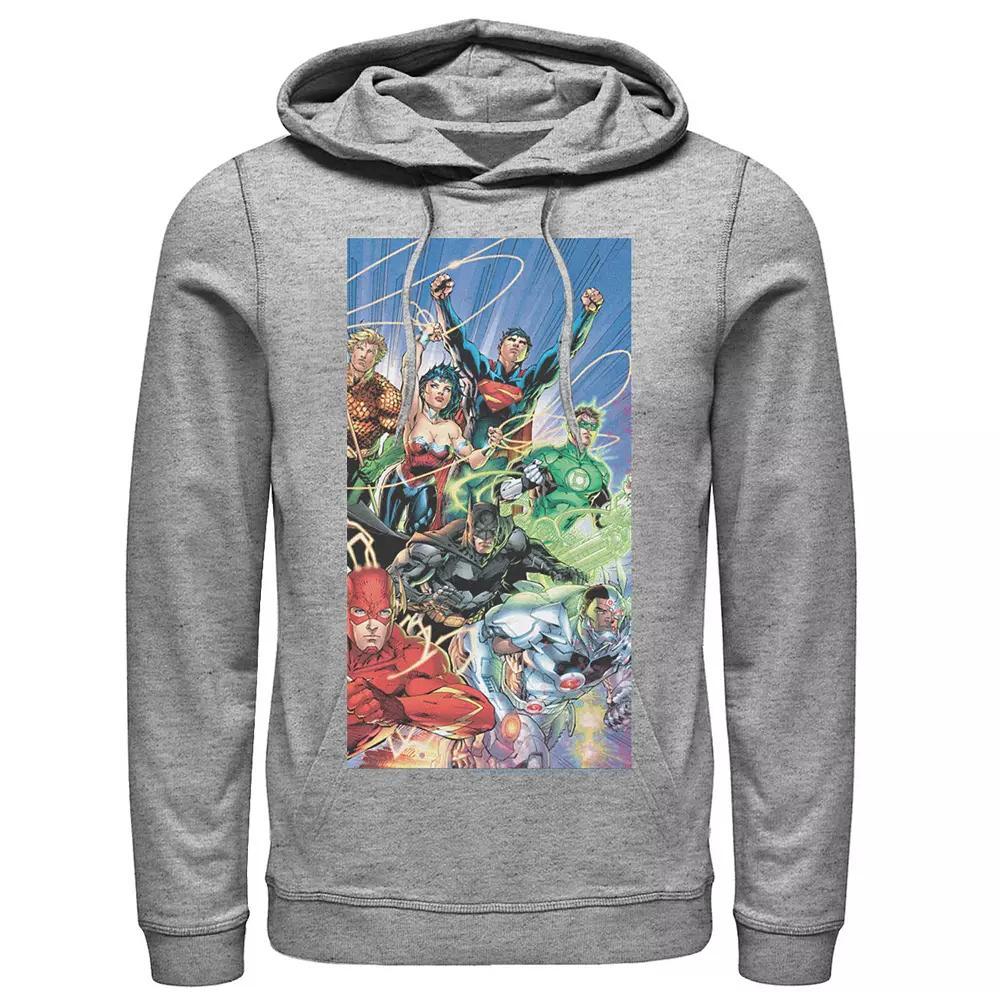 Men's Justice League Fandom Collage Poster Hoodie, Size: Small, Athletic Grey Product Image