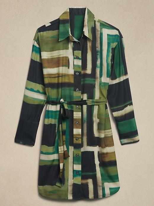 Satin Mini Shirtdress Product Image