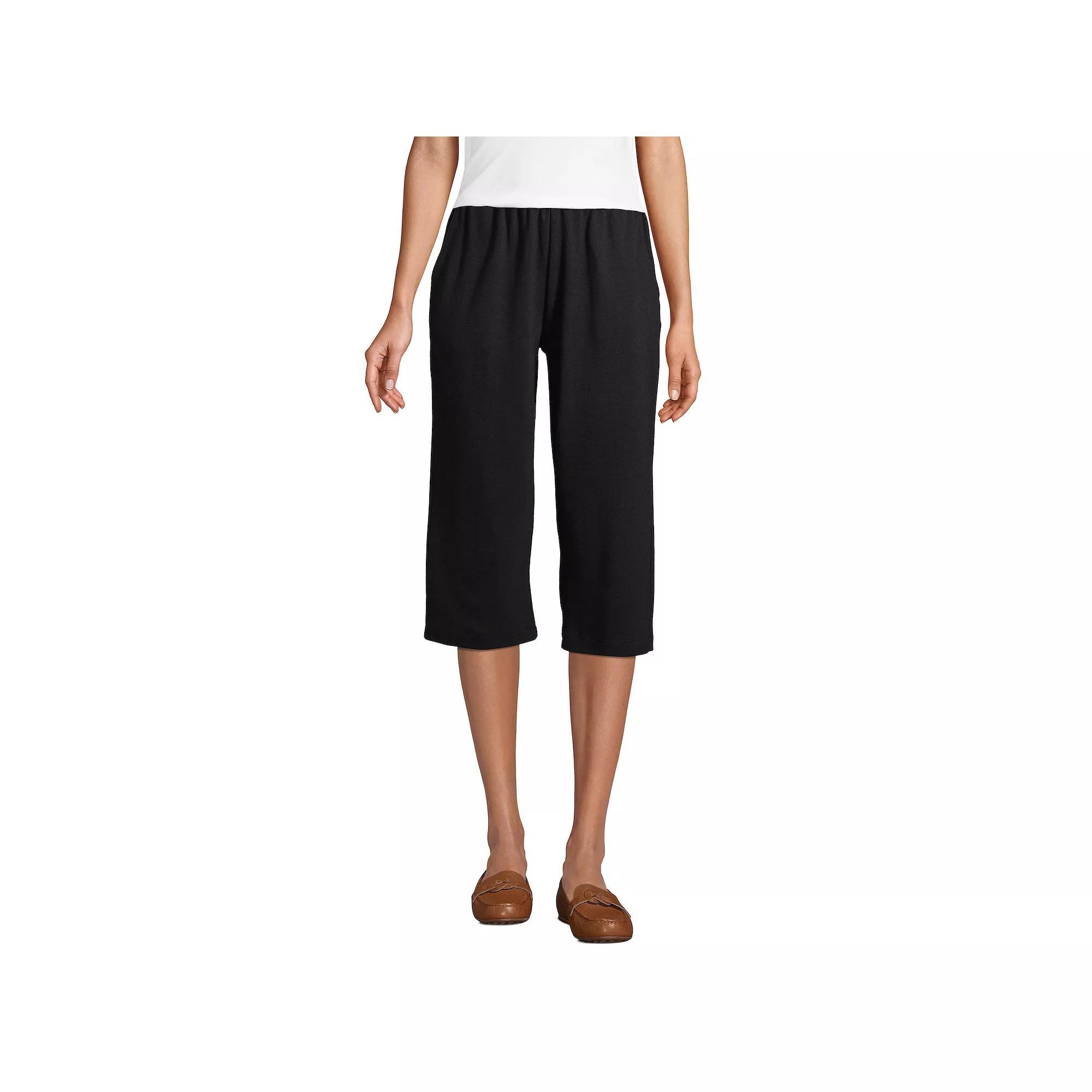 Women's Lands' End Sport High Waist Pull-On Capri Pants, Size: XL Tall, Black Product Image