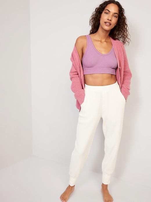 Waffle-Knit V-Neck Pajama Bralette Top Product Image