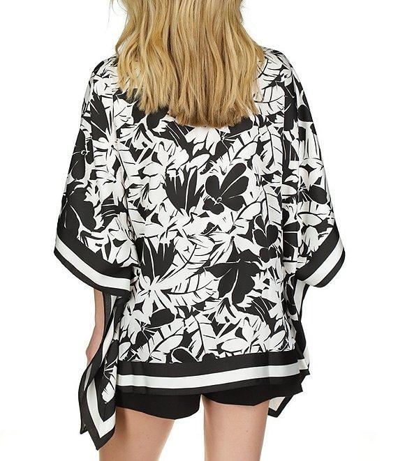 Michael Kors Printed V Neckline 3/4 Sleeve Poncho Top Product Image