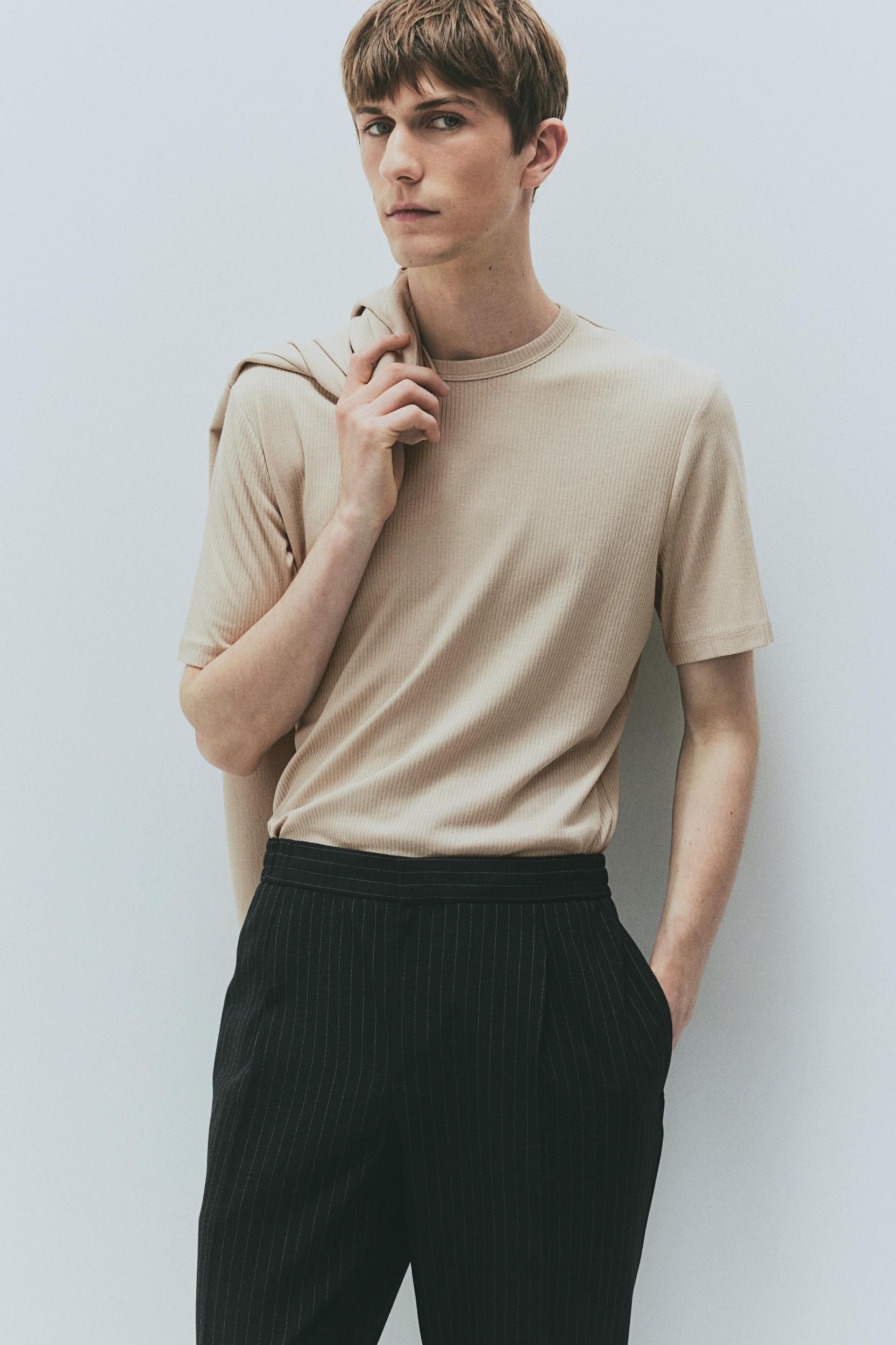 Slim-Fit Ribbed T-Shirt Product Image