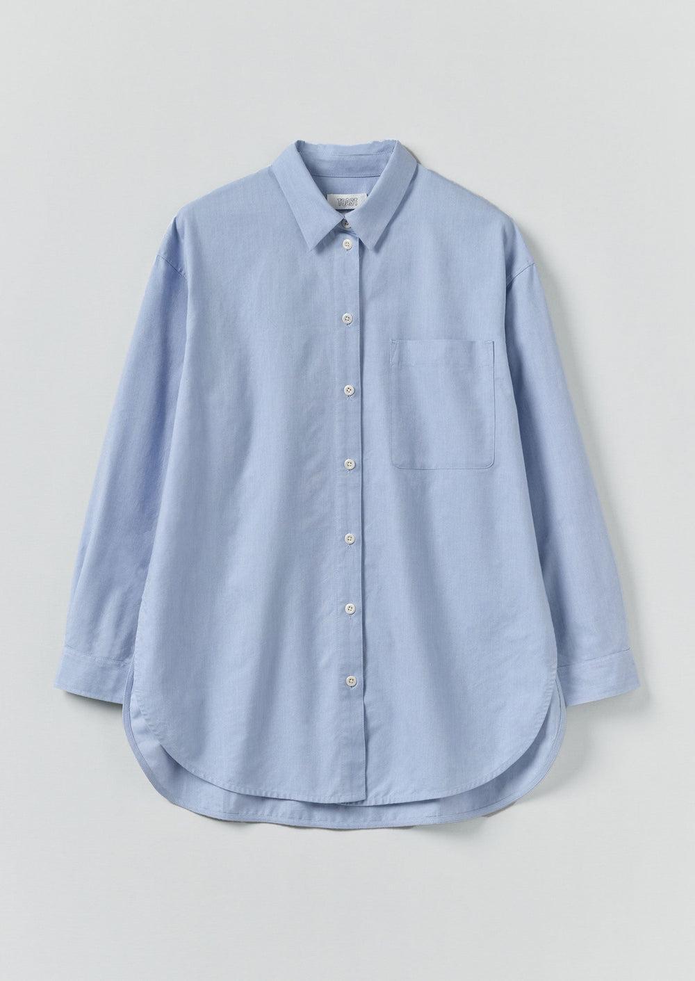 Cotton Oxford Oversized Long Shirt | Chambray Blue Product Image