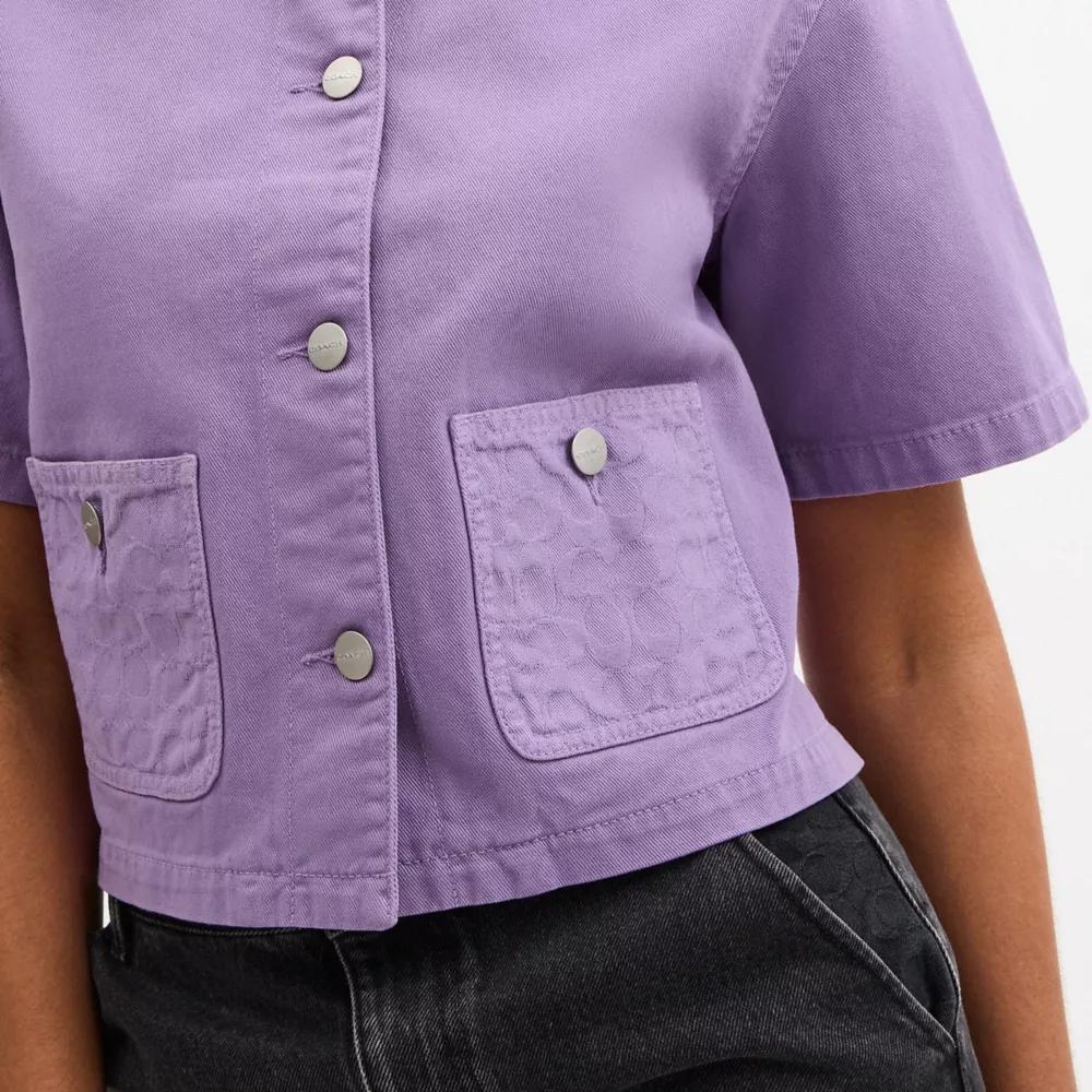 Denim Short Sleeve Top Product Image