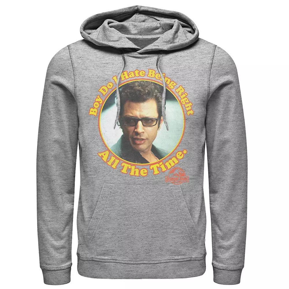 Men's Jurassic Park Hate Being Right All The Time Hoodie, Size: Small, Grey Heather Product Image