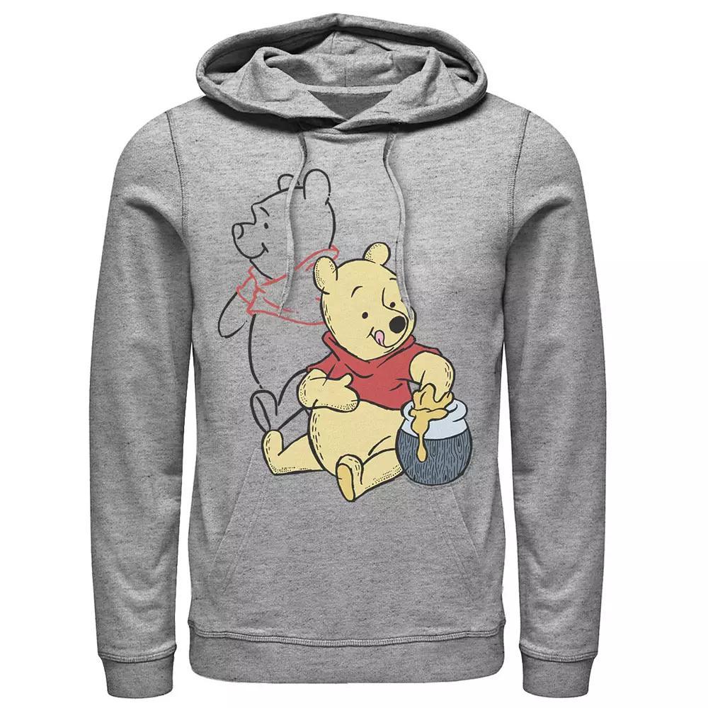 Disney's Winnie The Pooh Line Art Portrait Men's Hoodie, Size: XXL, Athletic Grey Product Image